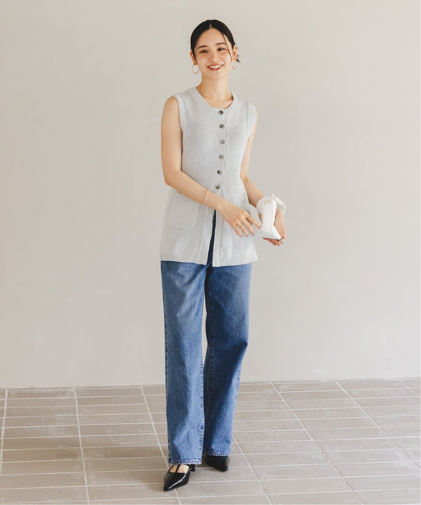 NOBLE×L'AUBE BLANC】フロントボタンニットベスト（ニット