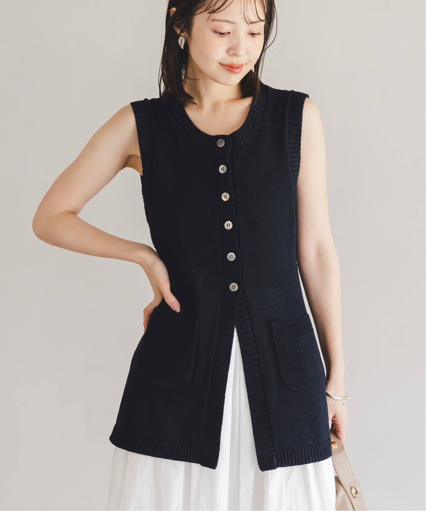 【NOBLE×L’AUBE BLANC】フロントボタンニットベスト NOBLE×L'AUBE BLANC】フロントボタンニットベスト（ニット