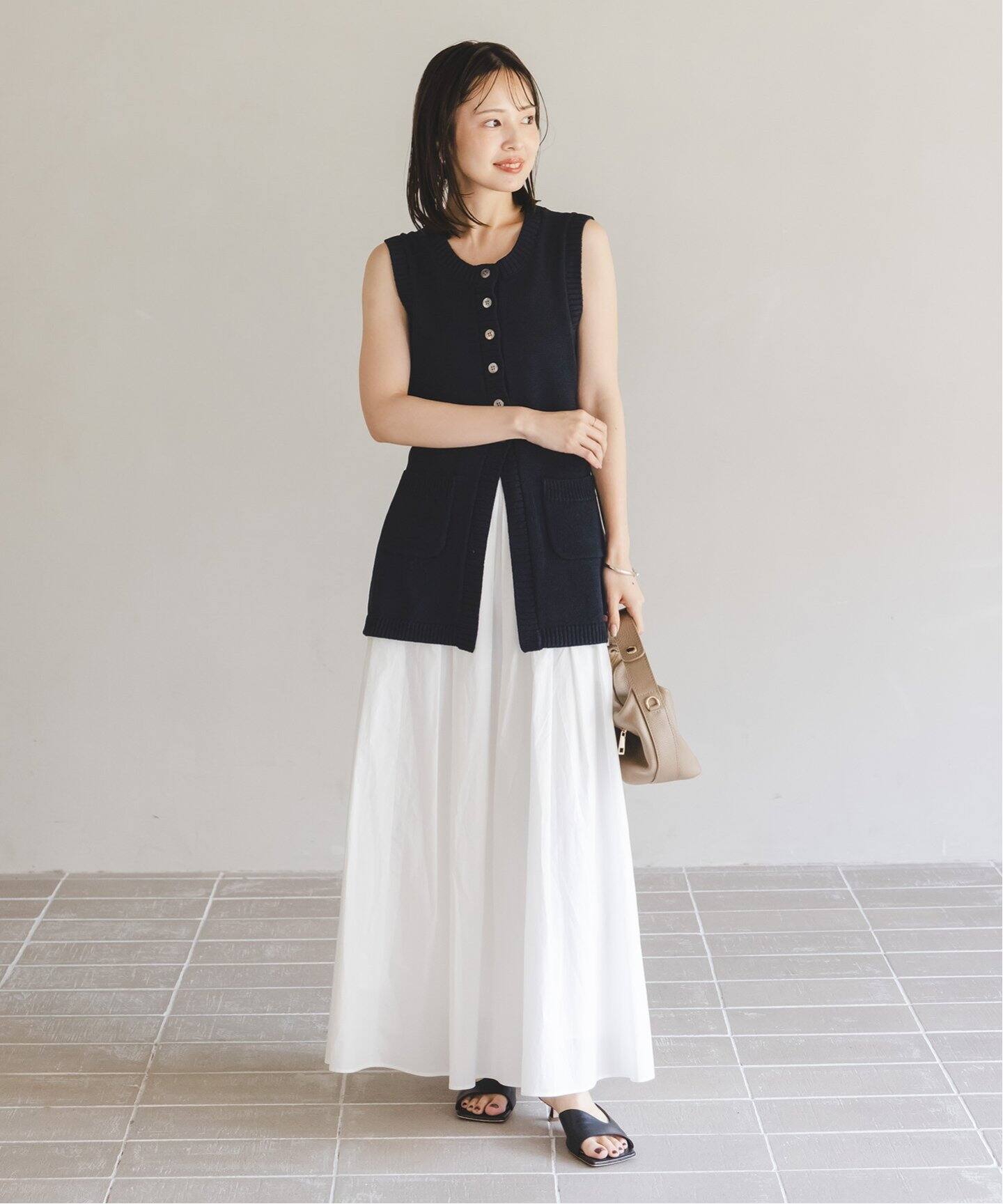 NOBLE×L'AUBE BLANC】フロントボタンニットベスト（ニット