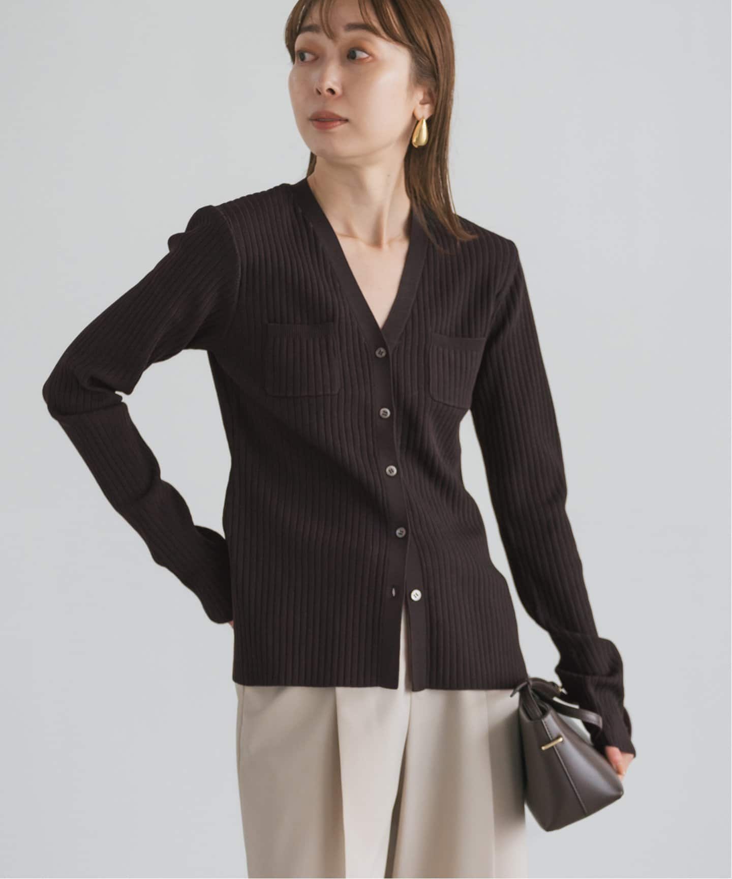 NOBLE ナローワイドリブVカーディガン NOBLE｜ナローワイドリブVカーディガン | Rakuten Fashion(楽天