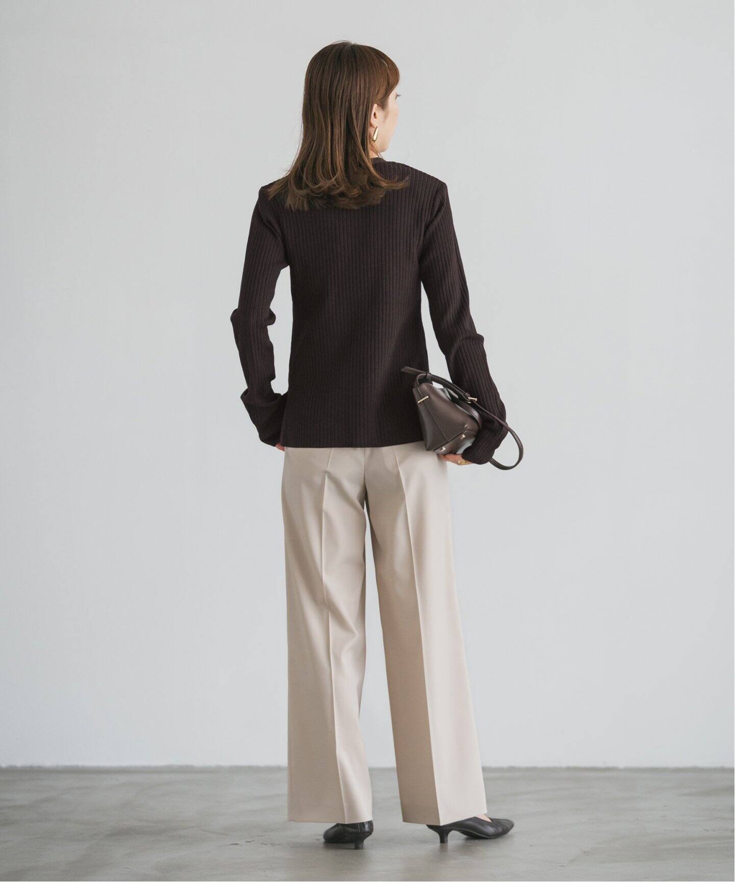 ナローワイドリブVカーディガン（ニット／セーター）｜NOBLE（ノーブル