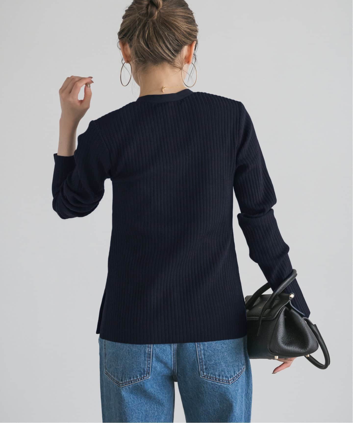 ナローワイドリブVカーディガン（ニット／セーター）｜NOBLE（ノーブル