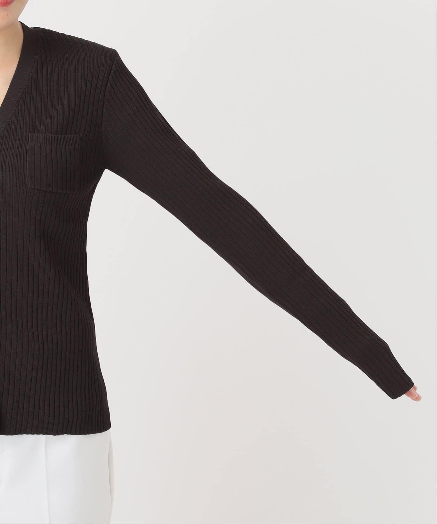 ナローワイドリブVカーディガン（ニット／セーター）｜NOBLE（ノーブル