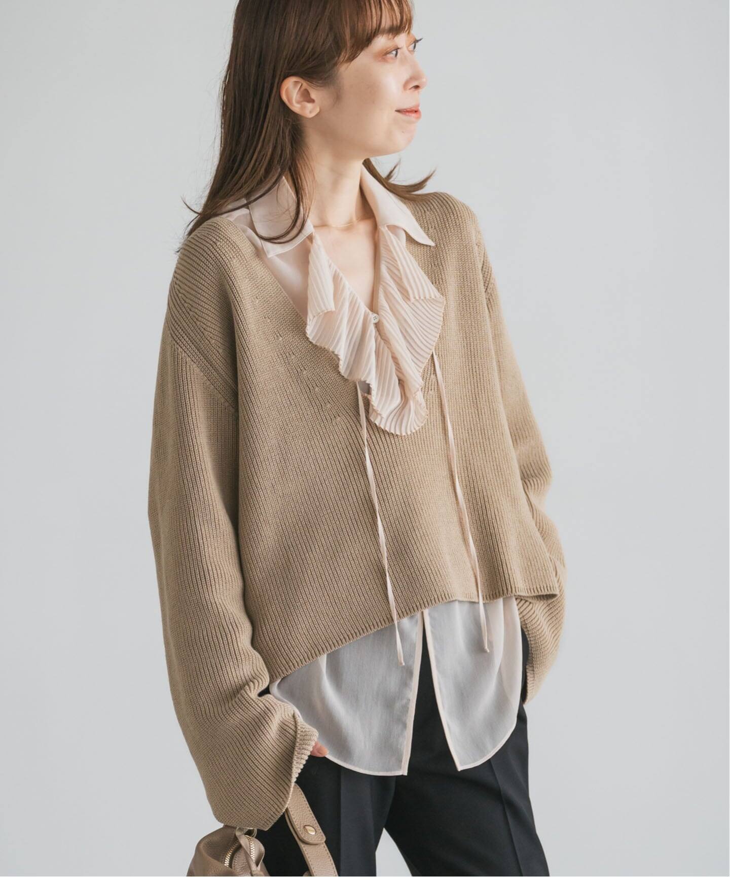 NOBLE/ノーブル ブラウン Vネックセーター 最終お値下げ‼️美品‼️ NOBLE Vネックニット ノーブル ブラウン