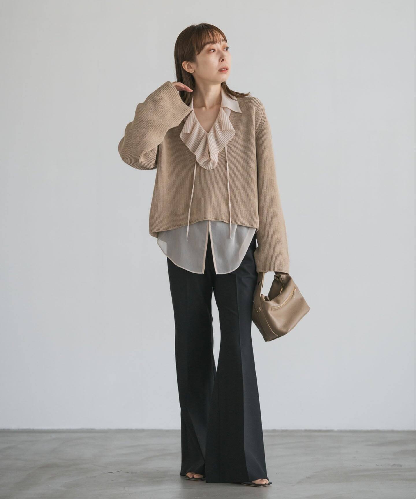 ハイツイストコットン片畦Vネックニット（ニット／セーター）｜NOBLE