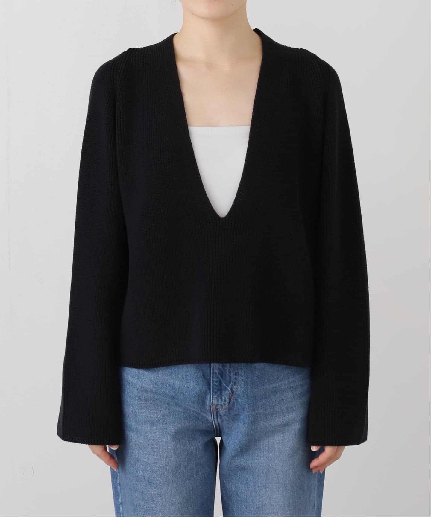 ハイツイストコットン片畦Vネックニット（ニット／セーター）｜NOBLE