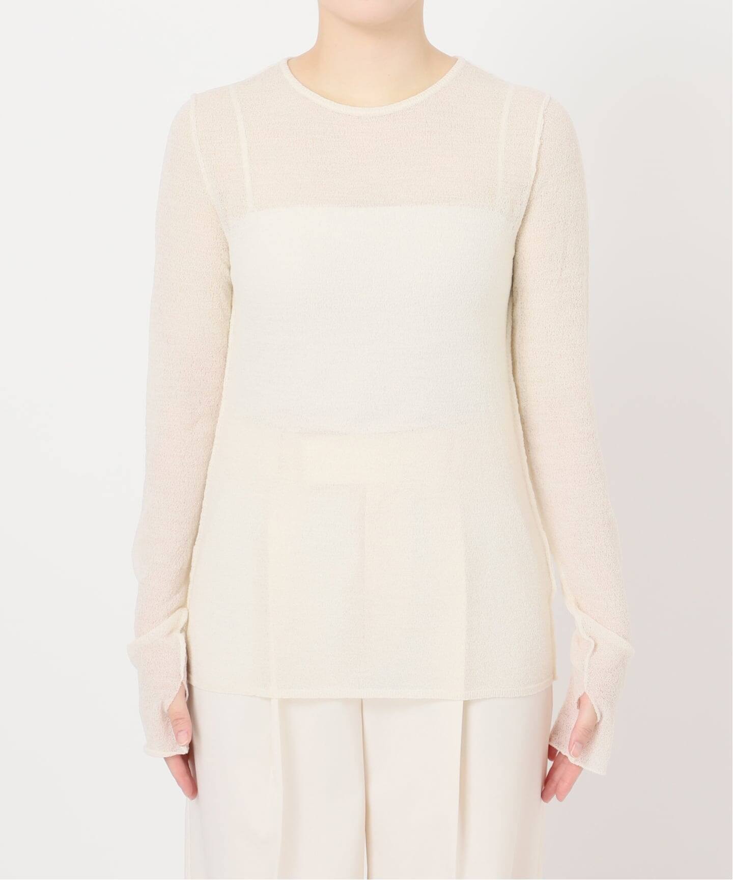 未使用　ホワイト メリノデニットプルオーバー NOBLE ニット セーター メリノデニットプルオーバー レディース