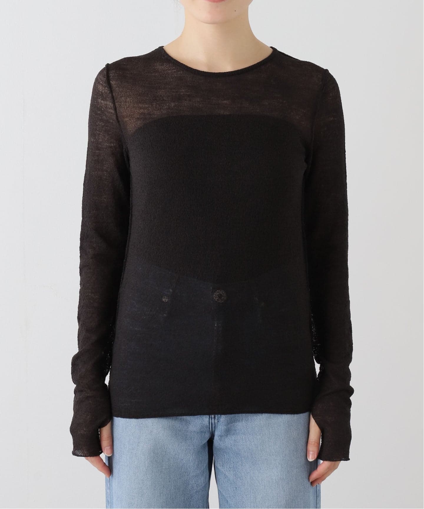 未使用　ホワイト メリノデニットプルオーバー NOBLE ニット セーター メリノデニットプルオーバー レディース