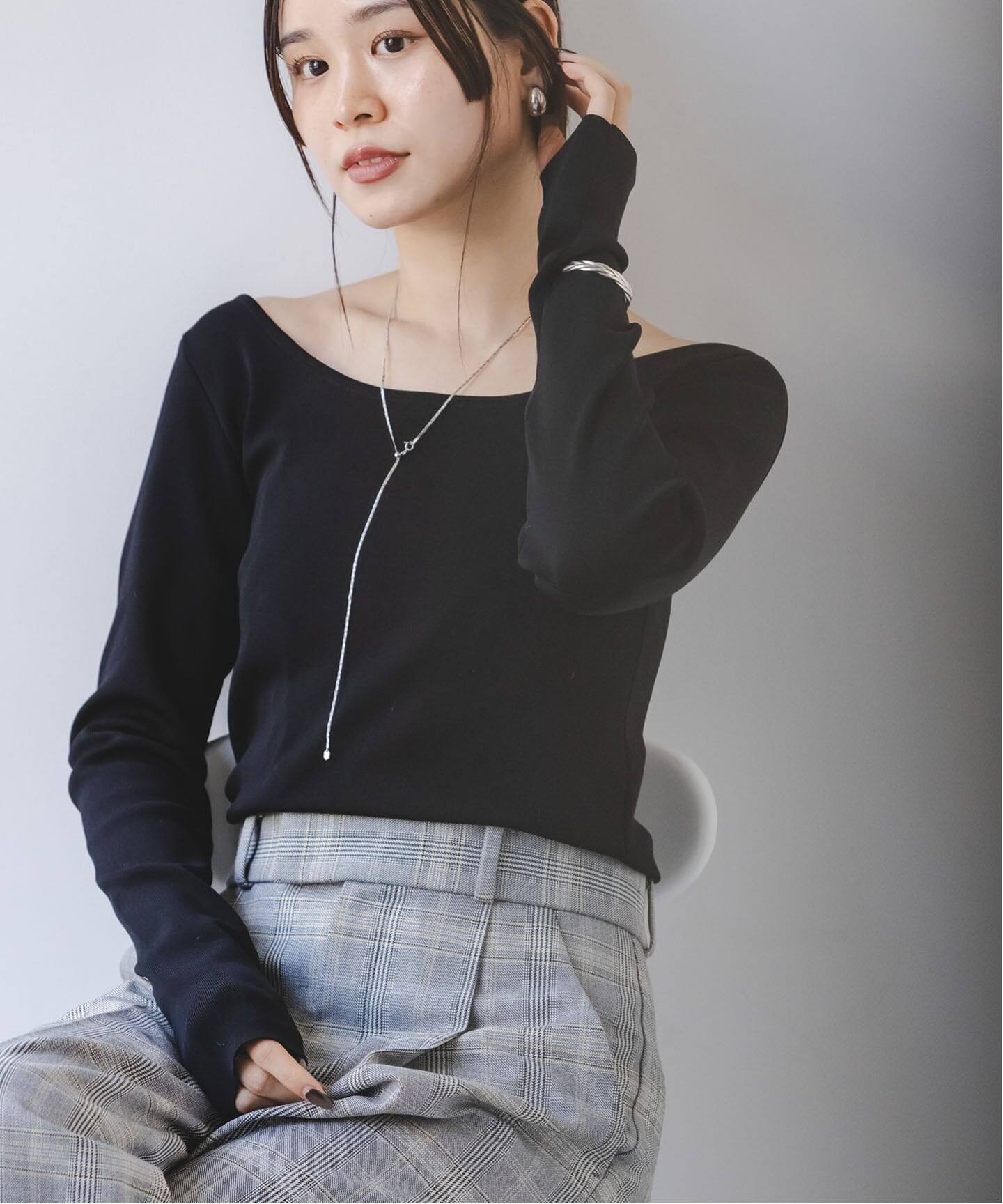 デコルテロングスリーブニット（ニット／セーター）｜NOBLE（ノーブル