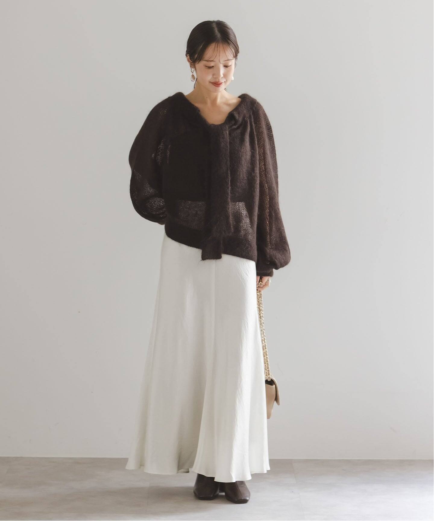 【NEW】ノーブル（Noble）/モヘヤミックスボウタイニット モヘヤミックスボウタイニット（ニット／セーター）｜NOBLE（ノーブル