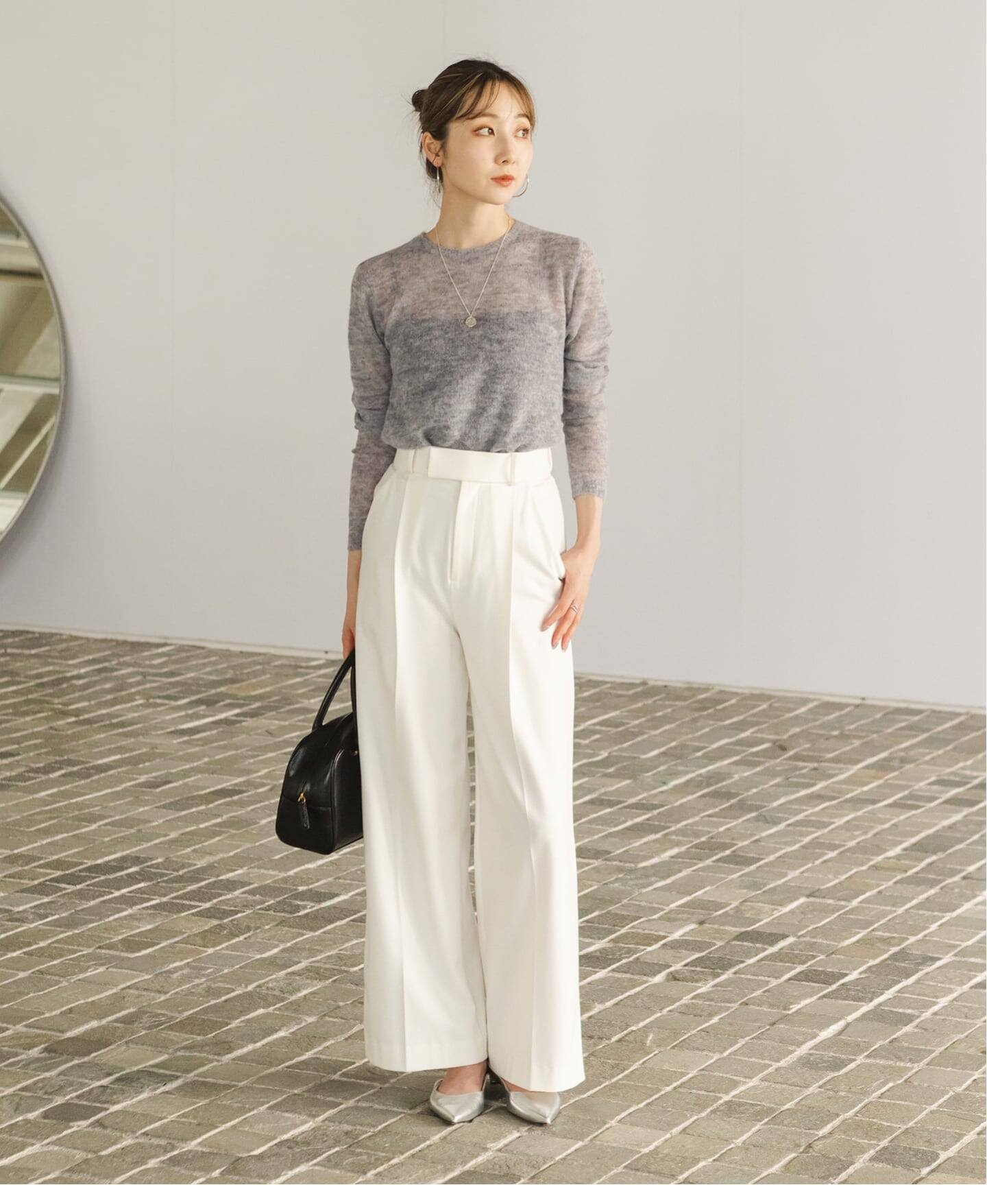 NOBLE / ノーブル　ファインアルパカウールシアーニット WEB限定追加》ファインアルパカウールシアーニット（ニット／セーター