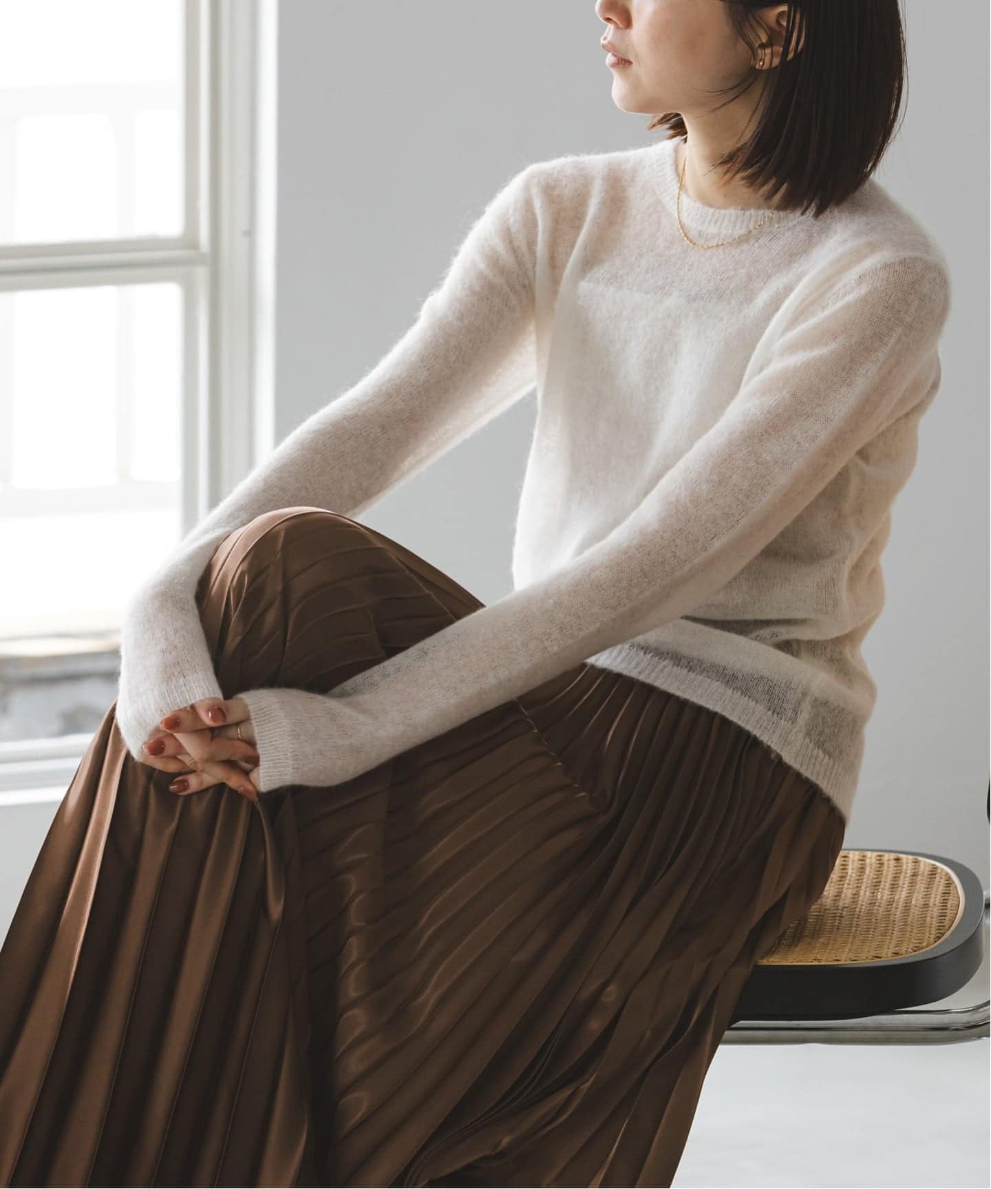 WEB限定追加》ファインアルパカウールシアーニット（ニット／セーター