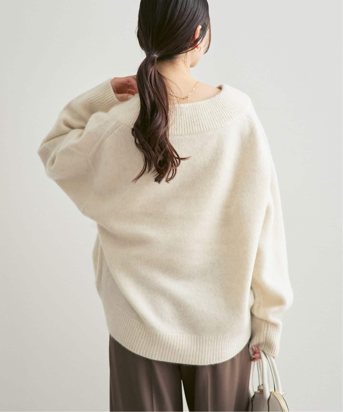 追加》YAKワイドVネックニット（ニット／セーター）｜NOBLE（ノーブル