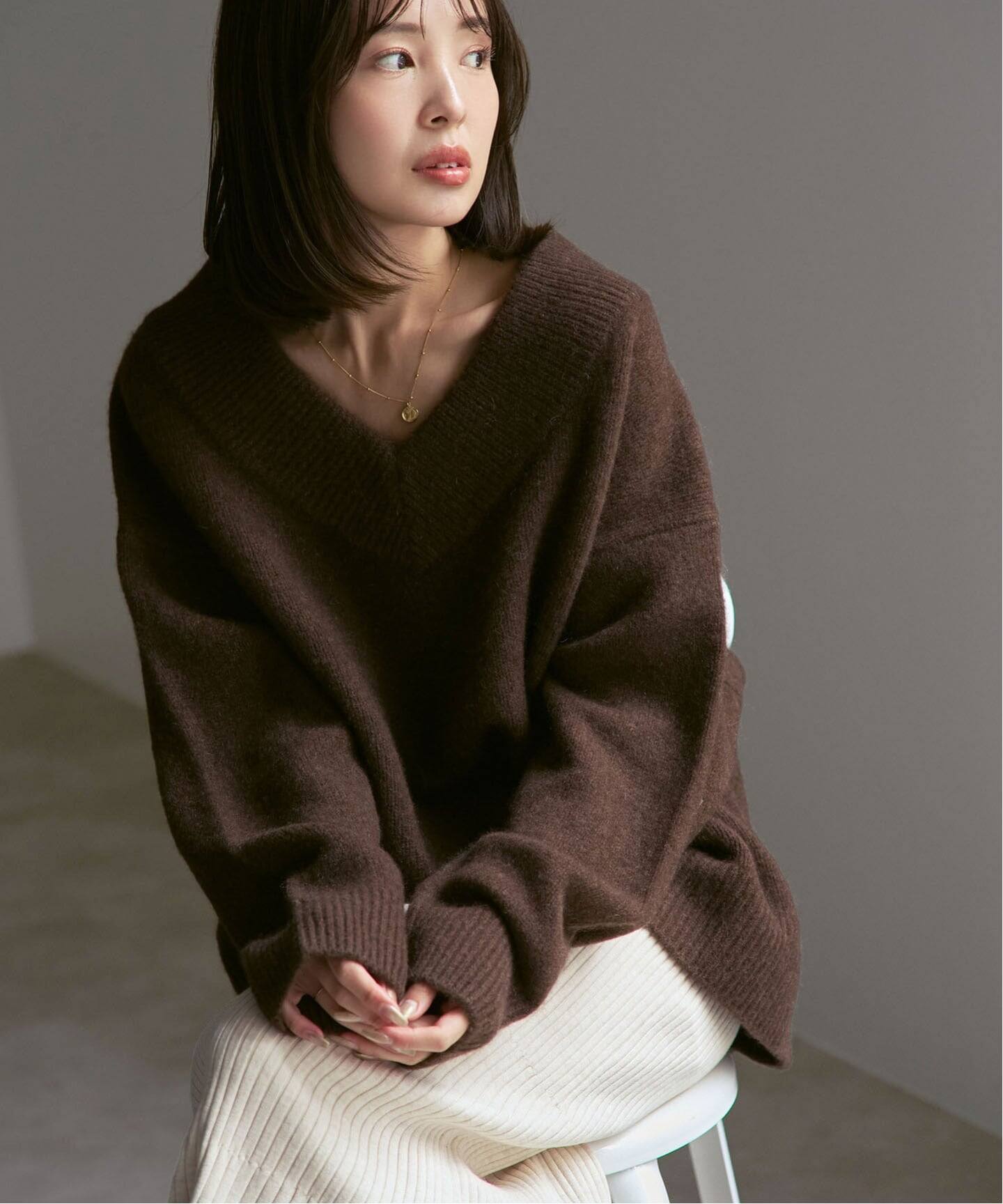 追加》YAKワイドVネックニット（ニット／セーター）｜NOBLE（ノーブル