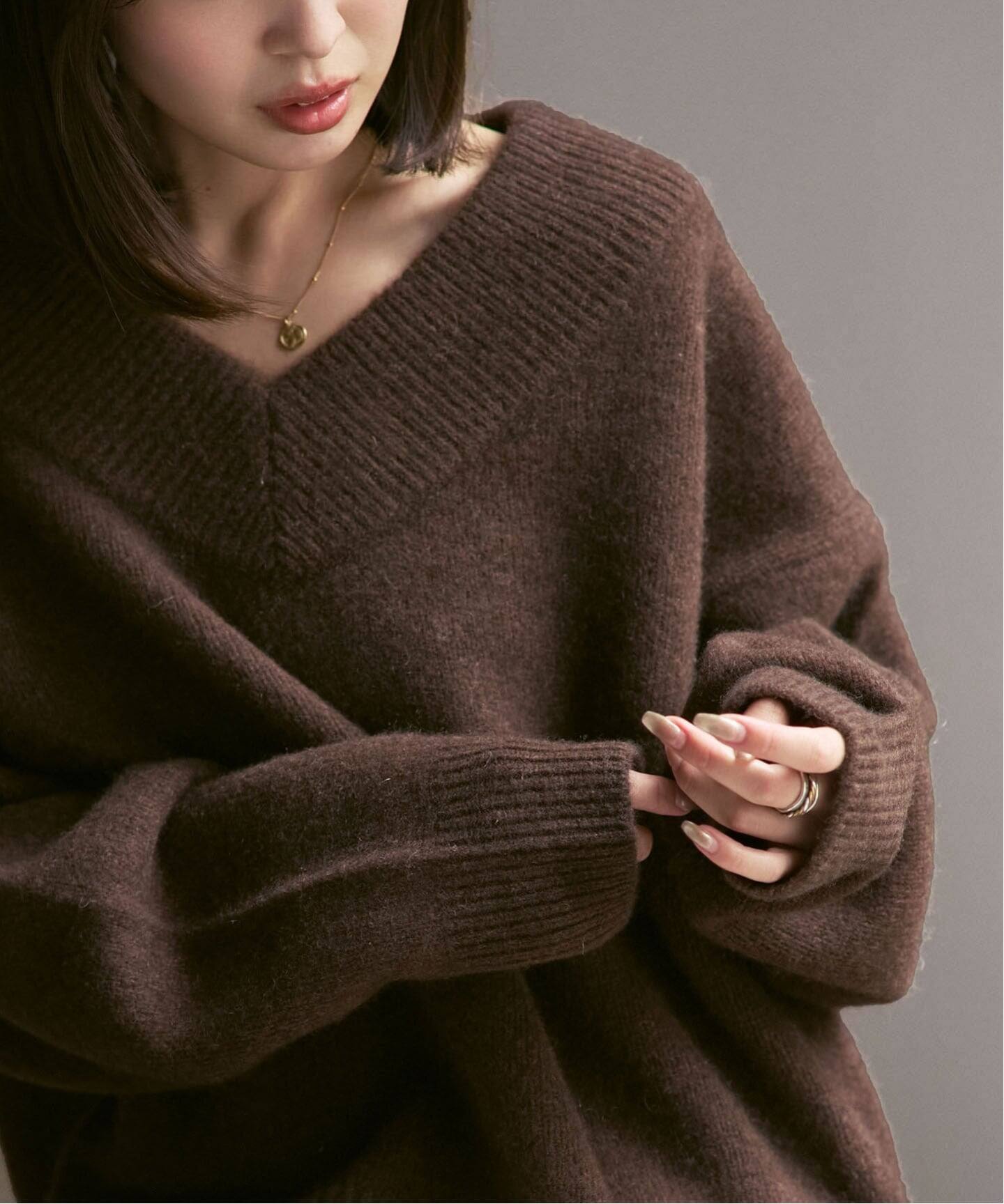 追加》YAKワイドVネックニット（ニット／セーター）｜NOBLE（ノーブル