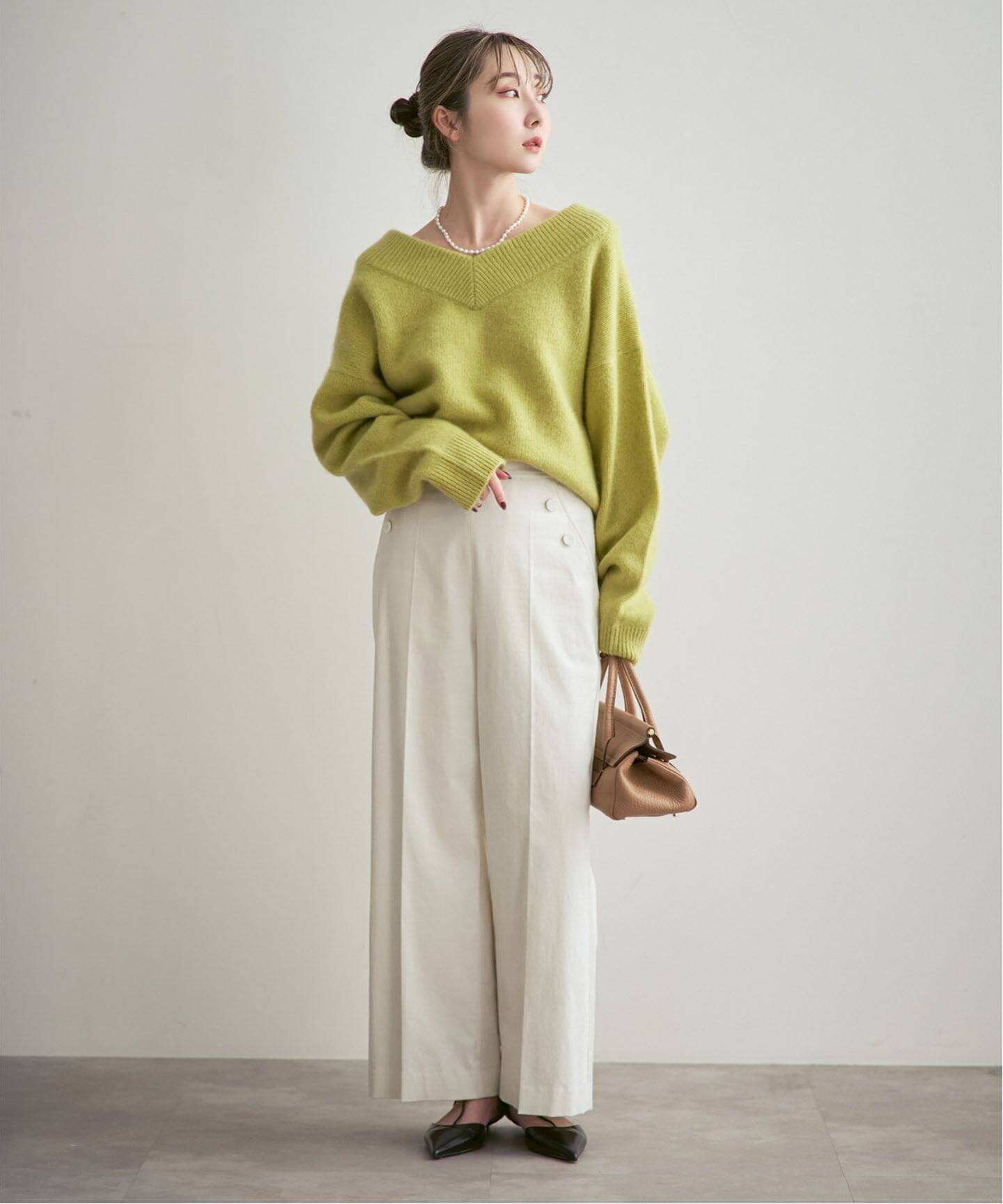 追加》YAKワイドVネックニット（ニット／セーター）｜NOBLE（ノーブル