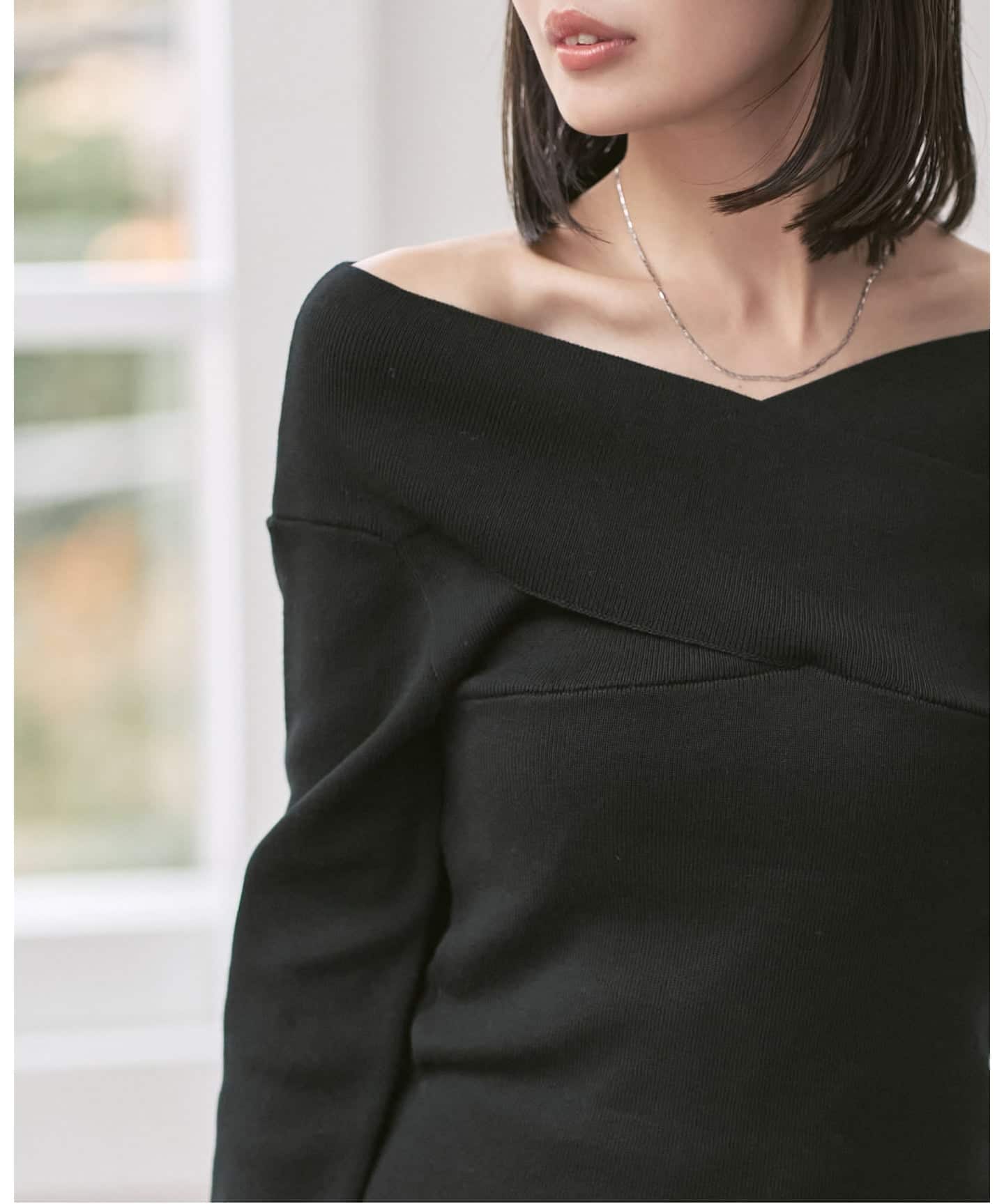 クロスリブオフショルダーニット（ニット／セーター）｜NOBLE