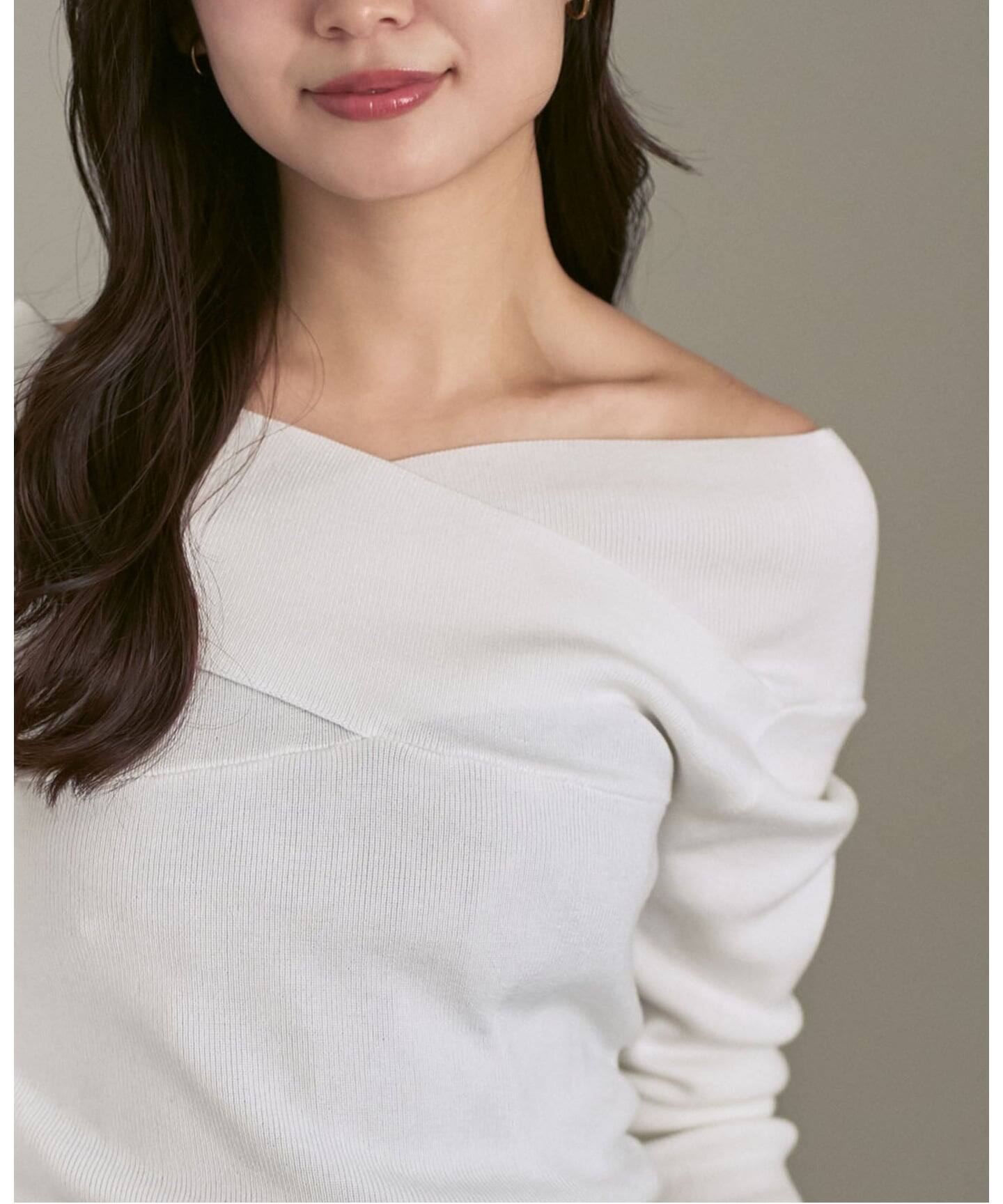 予約》クロスリブオフショルダーニット（ニット／セーター）｜NOBLE