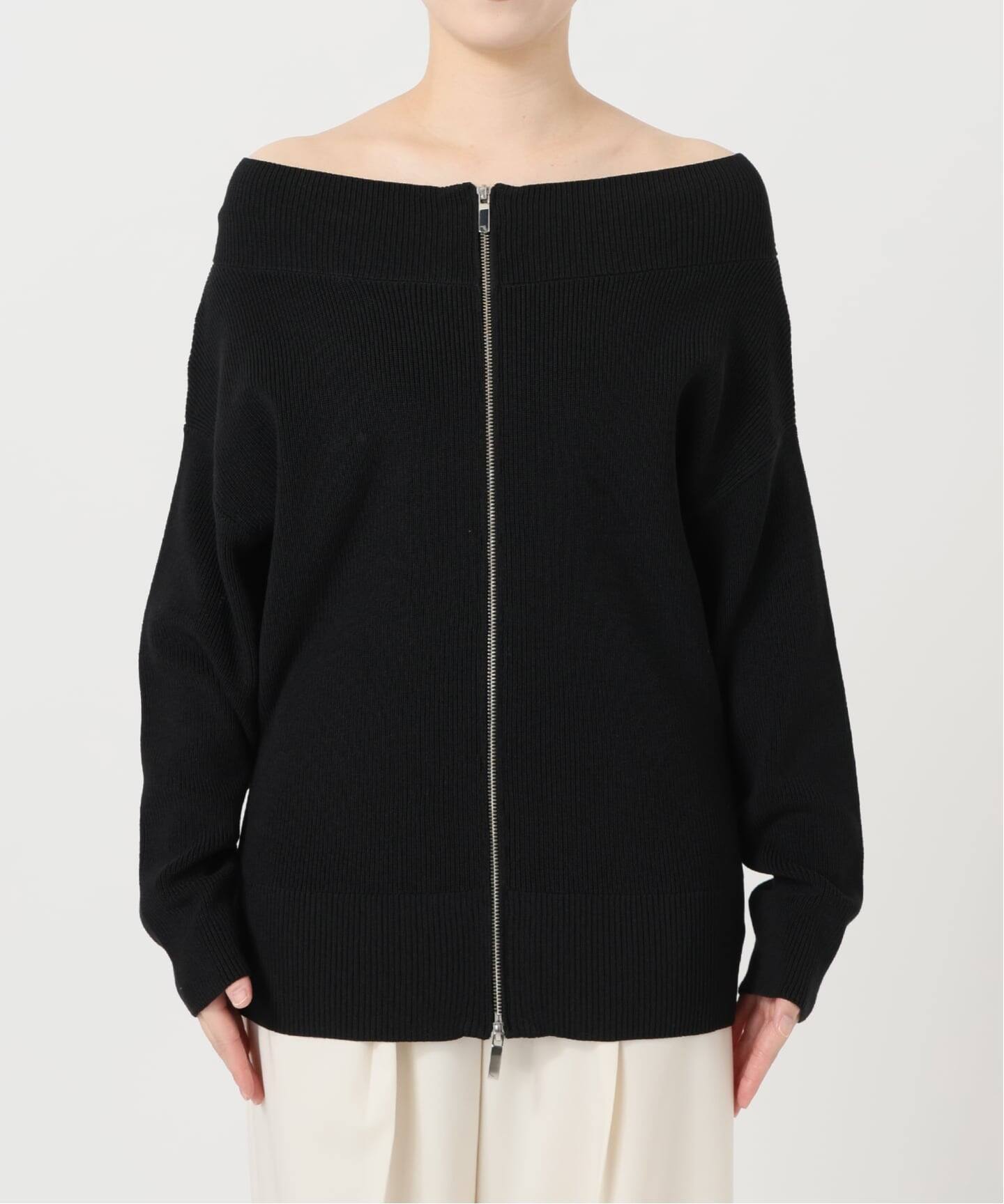 WEB限定追加》フロントジップボートネックニット（ニット／セーター