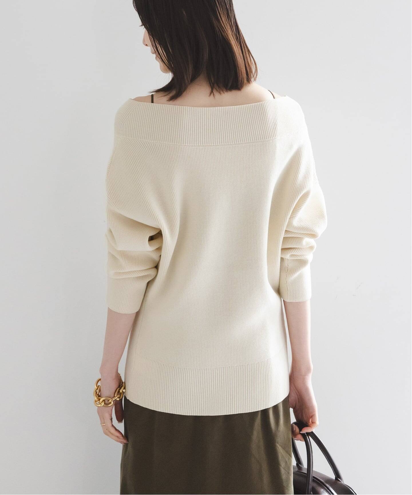 WEB限定追加》フロントジップボートネックニット（ニット