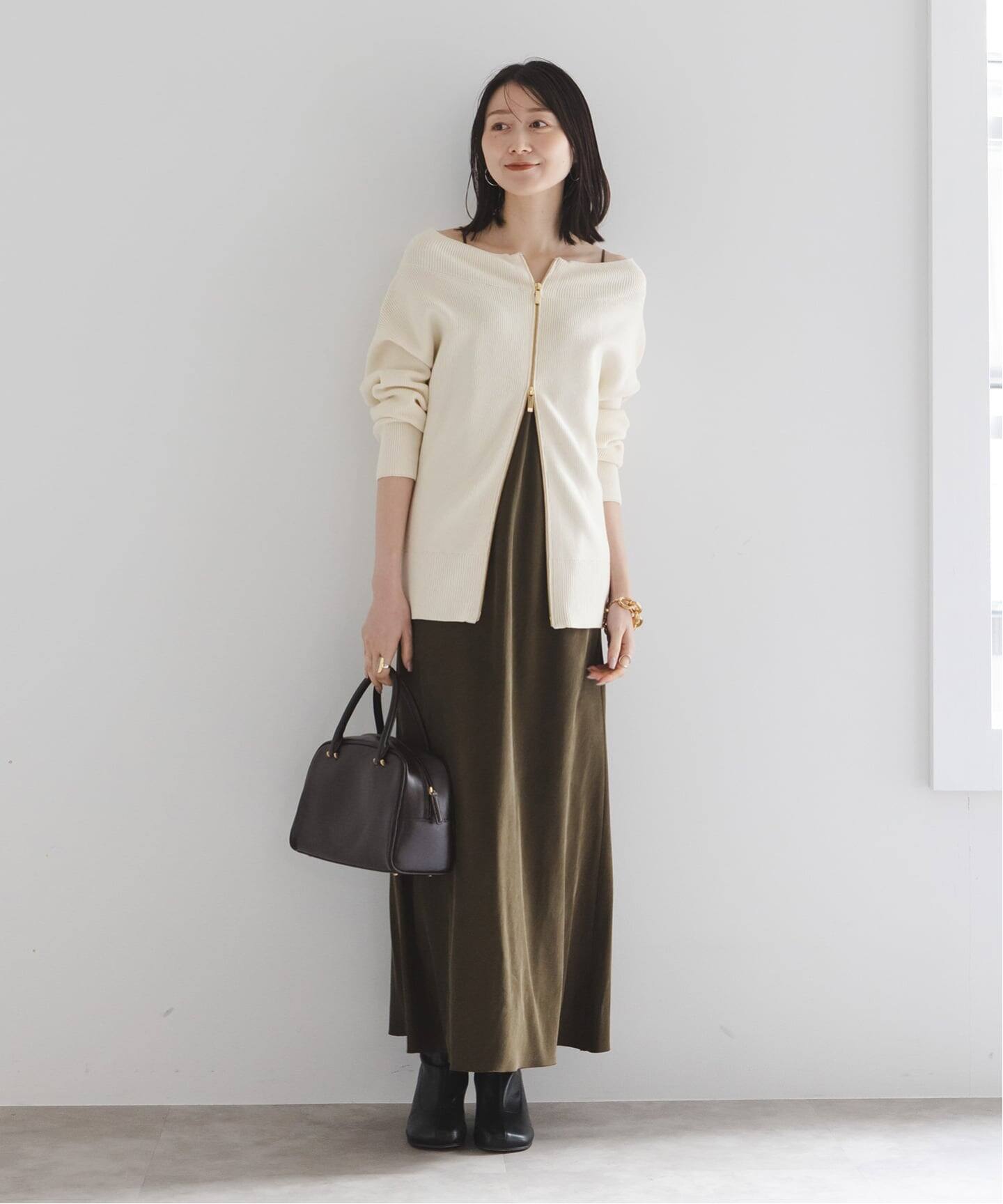 WEB限定追加》フロントジップボートネックニット（ニット／セーター