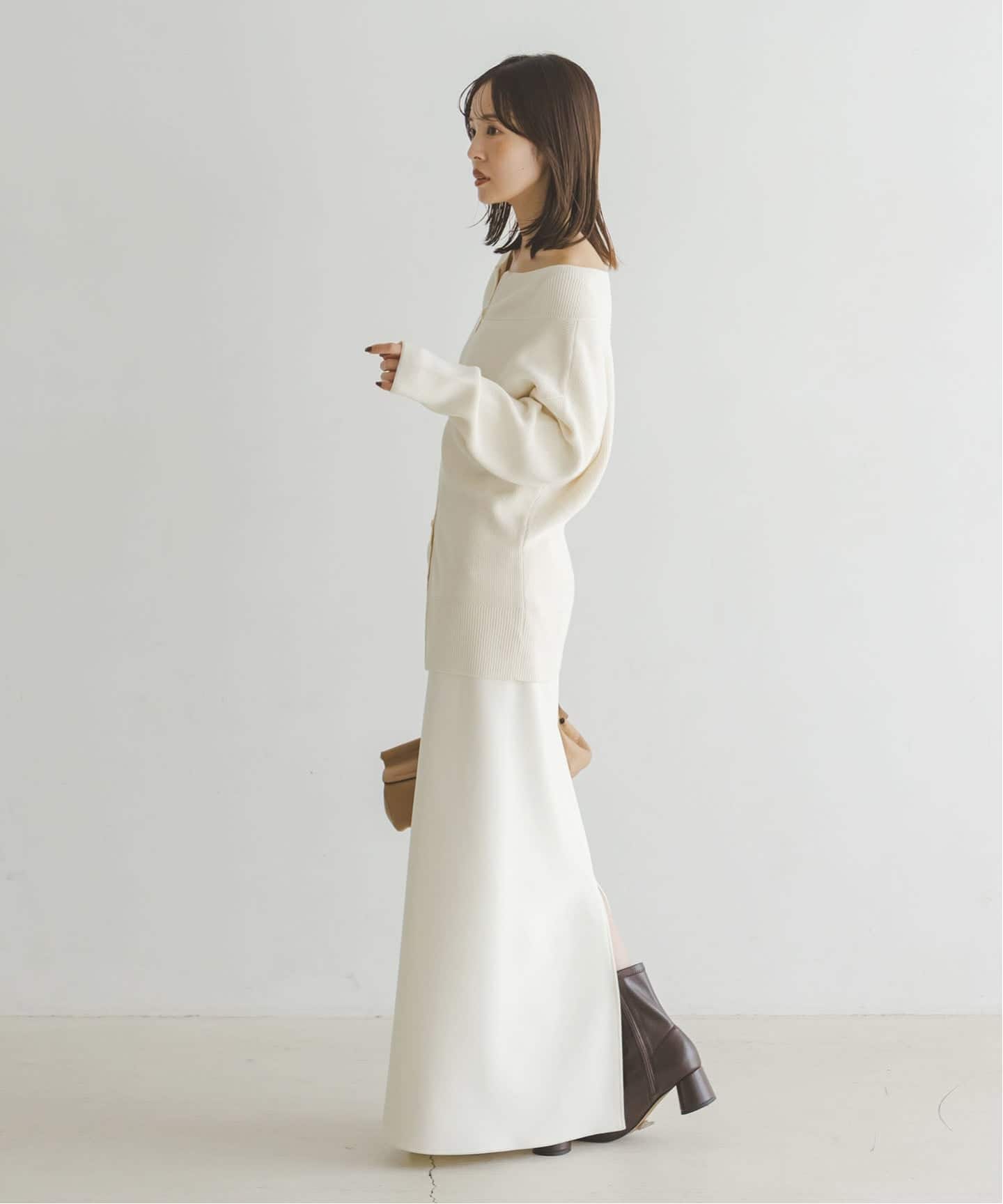 WEB限定追加》フロントジップボートネックニット（ニット／セーター