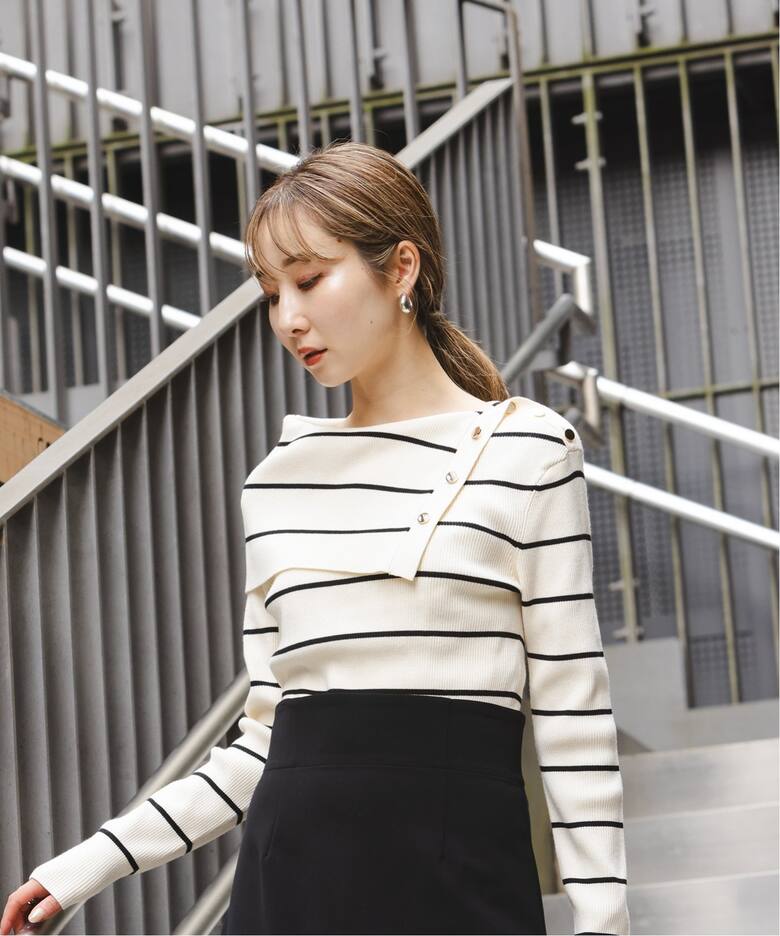ショルダーボタンタイトリブニット（ニット／セーター）｜NOBLE  