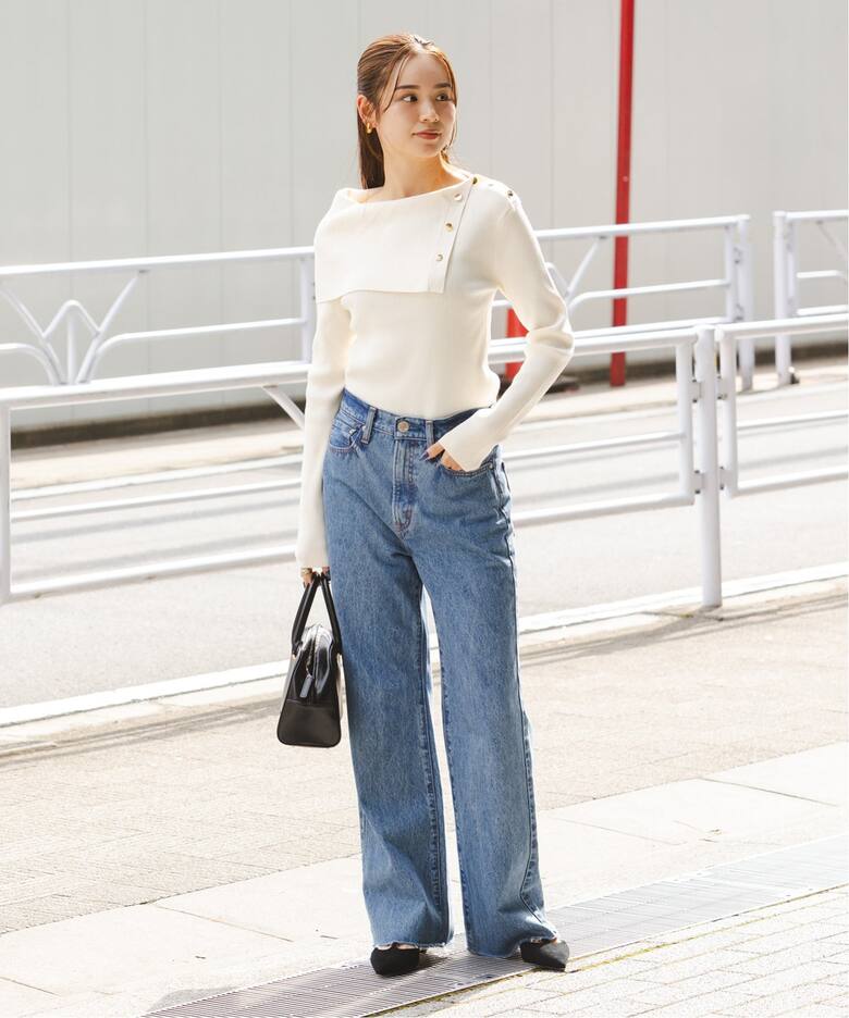 ショルダーボタンタイトリブニット（ニット／セーター）｜NOBLE  