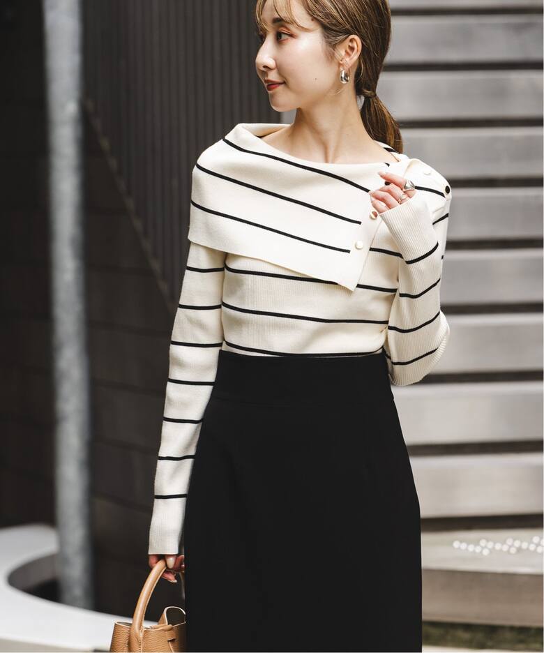 追加》ショルダーボタンタイトリブニット（ニット／セーター）｜NOBLE  