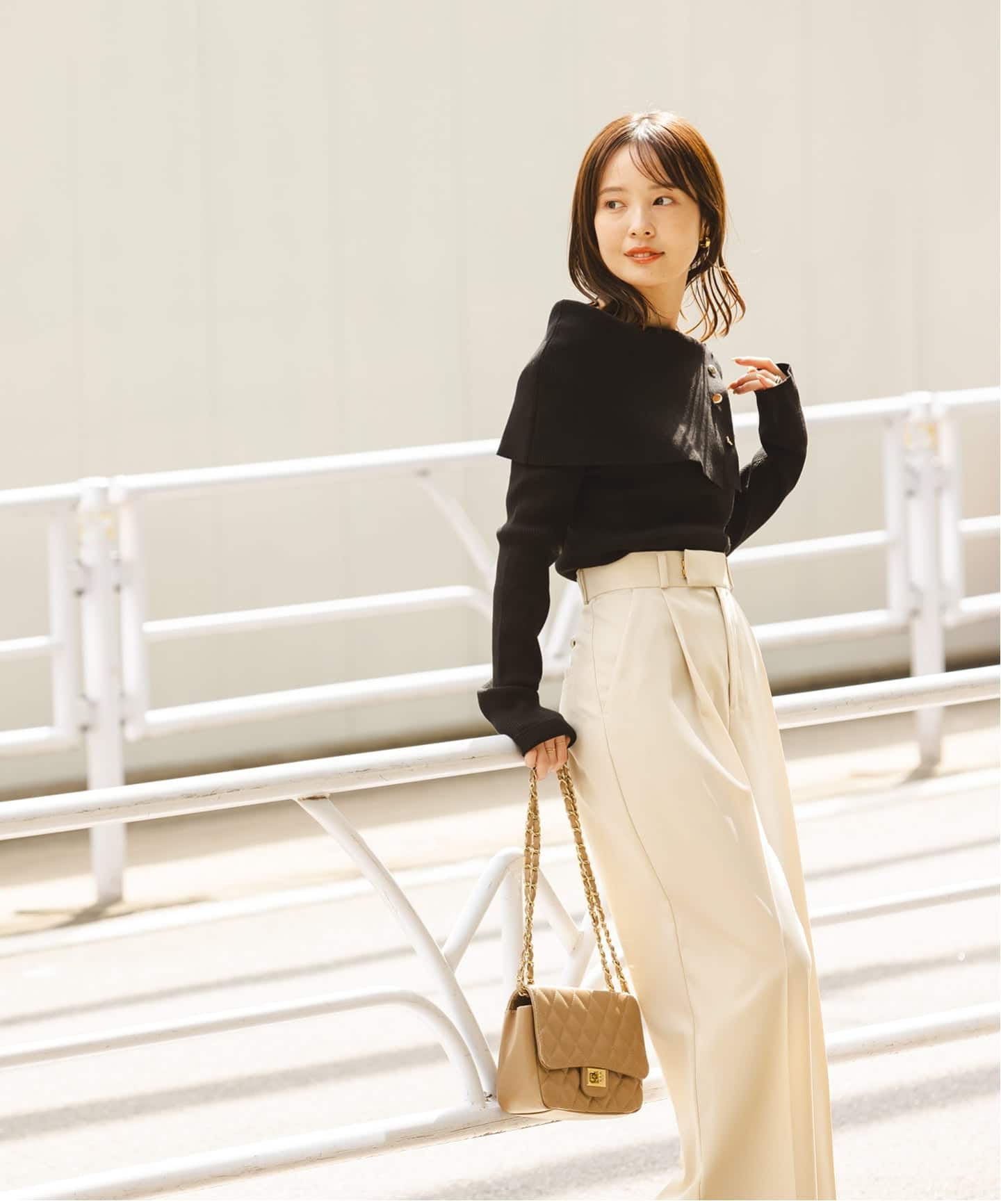 WEB限定追加》ショルダーボタンタイトリブニット（ニット／セーター