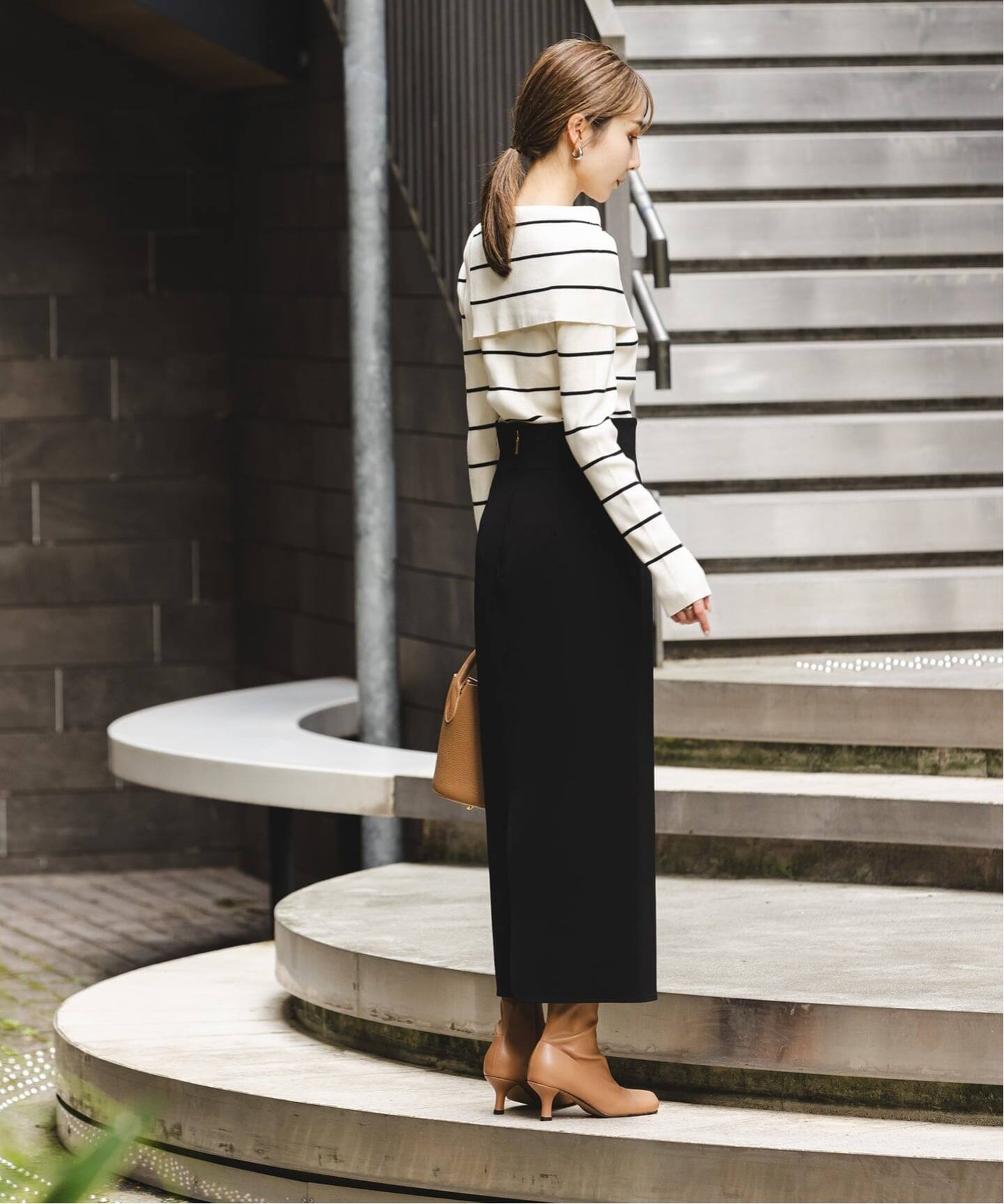 WEB限定追加》ショルダーボタンタイトリブニット（ニット