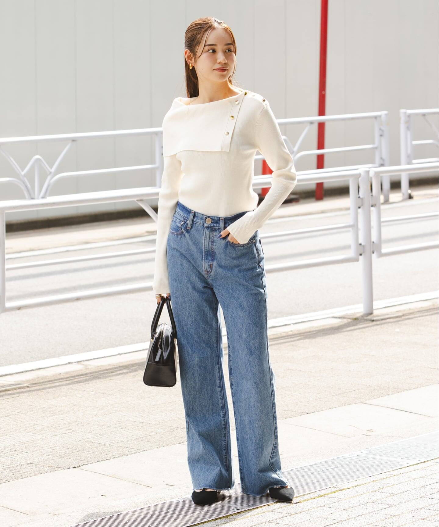 WEB限定追加》ショルダーボタンタイトリブニット（ニット／セーター