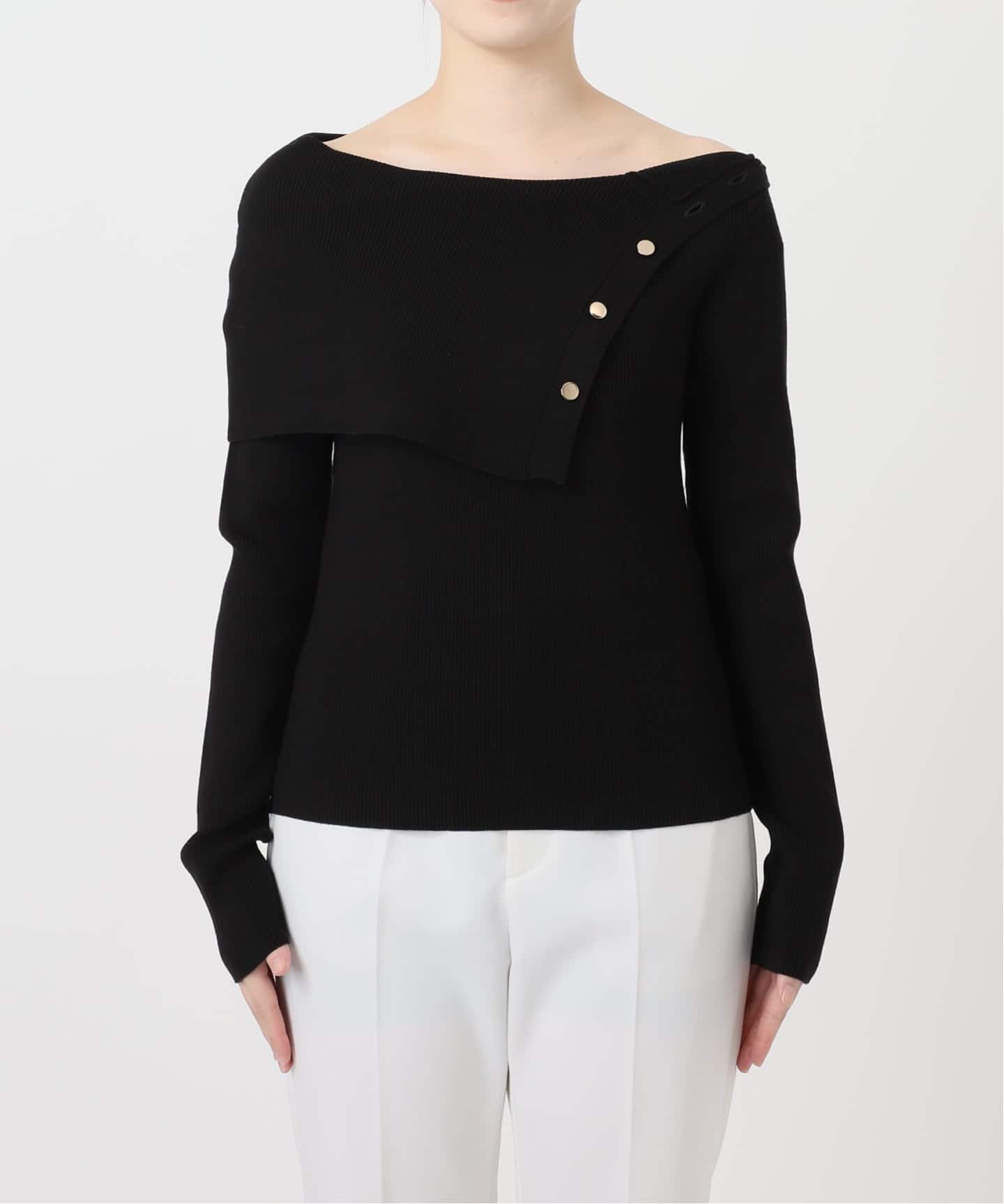 WEB限定追加》ショルダーボタンタイトリブニット（ニット／セーター