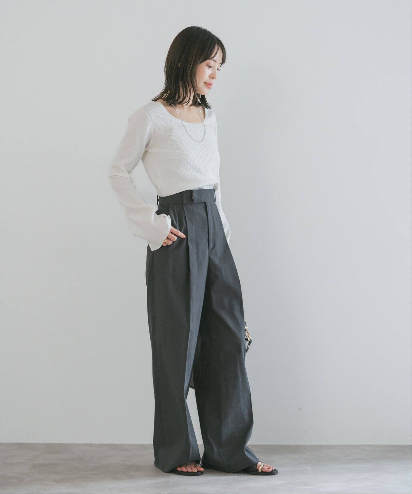 NOBLE｜フレアスリーブタイトリブニット | Rakuten Fashion(楽天