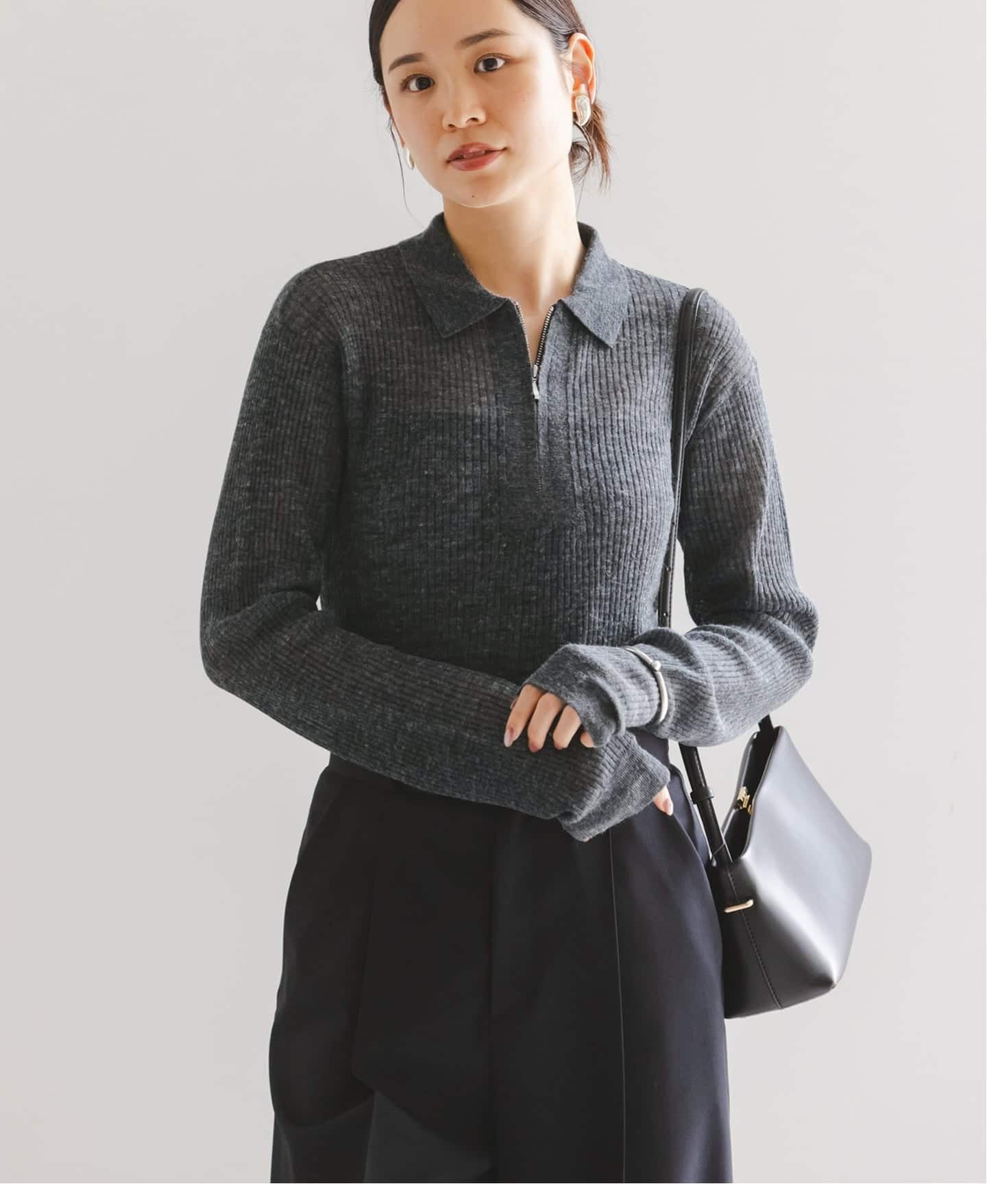 フロントジップシアーアルパカニット（ニット／セーター）｜NOBLE