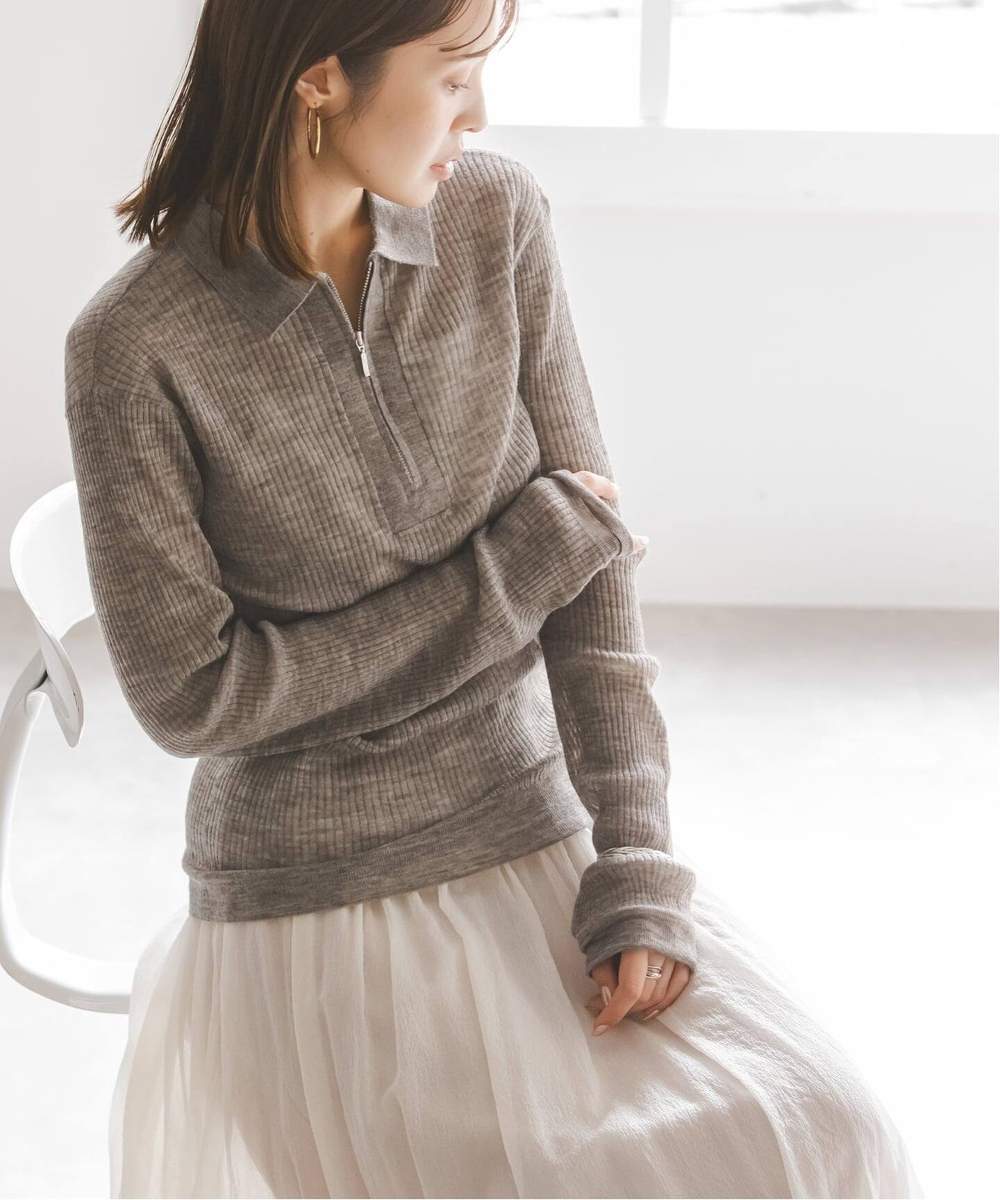 フロントジップシアーアルパカニット（ニット／セーター