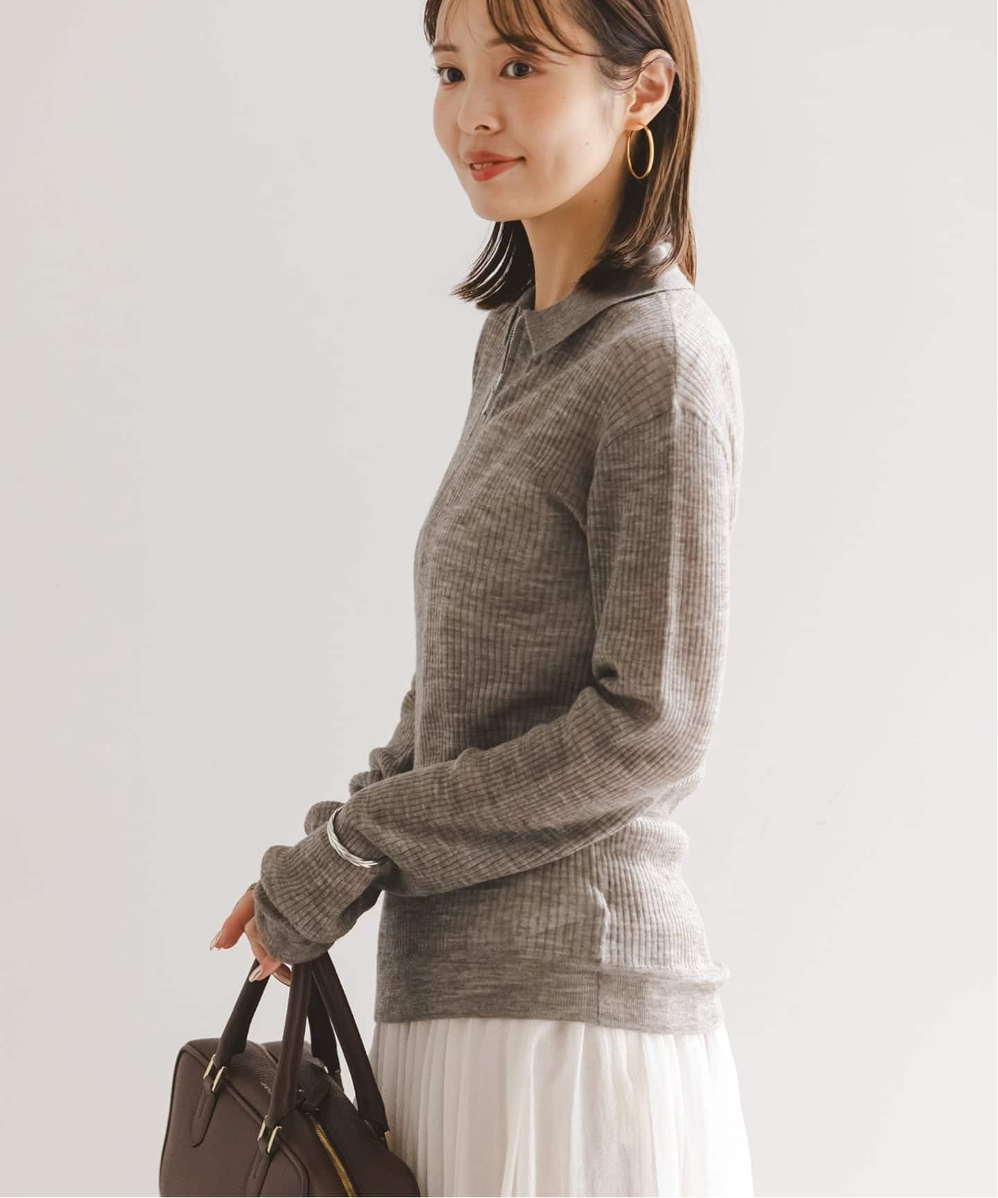 フロントジップシアーアルパカニット（ニット／セーター）｜NOBLE