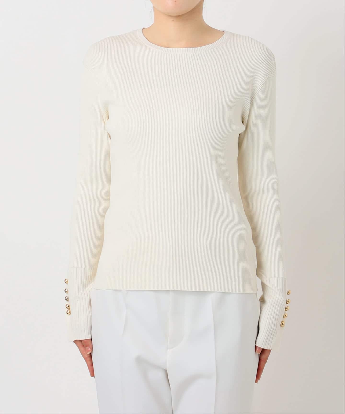 WEB限定追加》ボタンディテールタイトリブニット（ニット／セーター