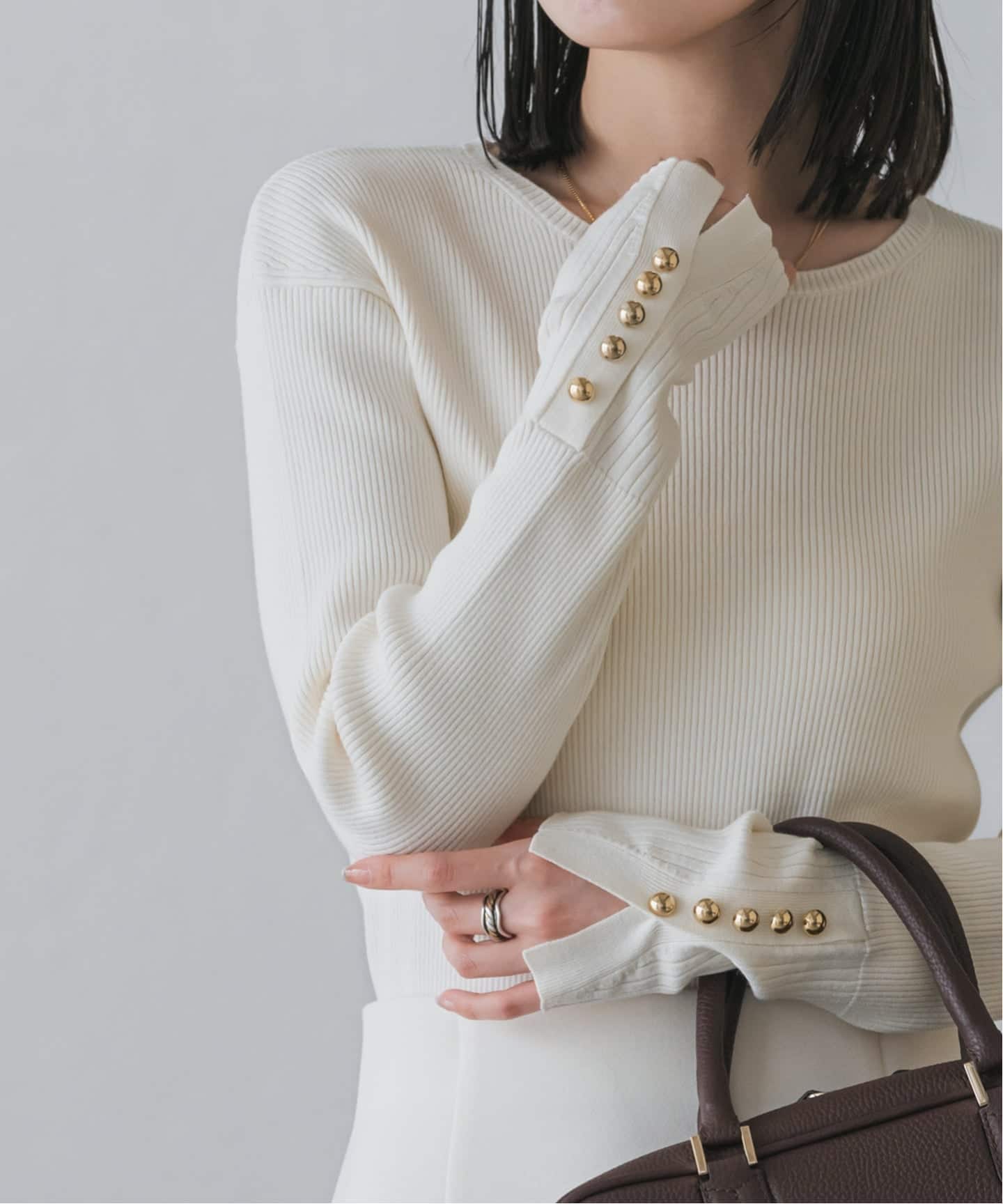 美品♥ノーブル　ボタンディテールタイトリブニット WEB＆日本橋店限定・追加予約》ボタンディテールタイトリブニット