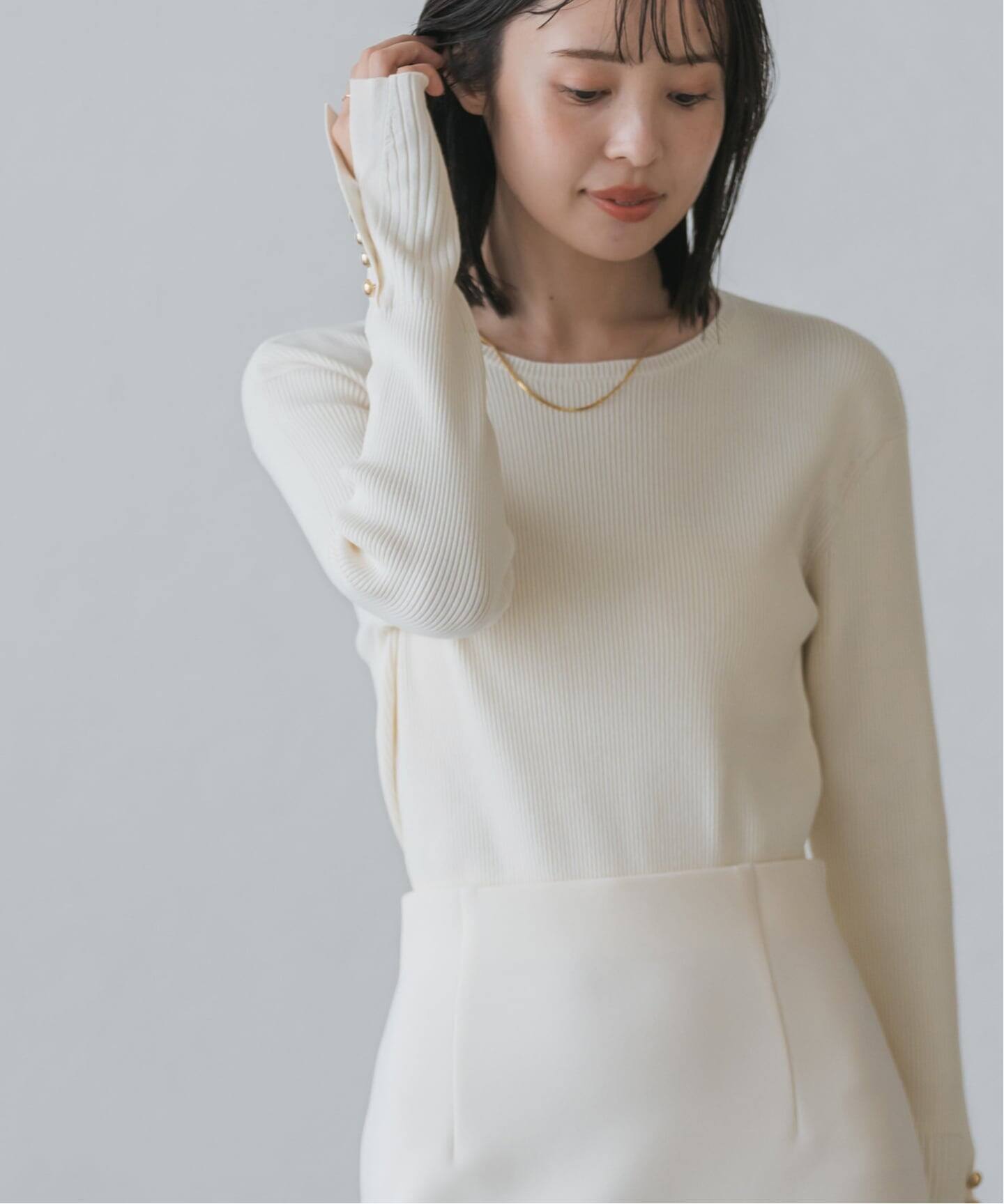 WEB＆日本橋店限定・追加》ボタンディテールタイトリブニット（ニット