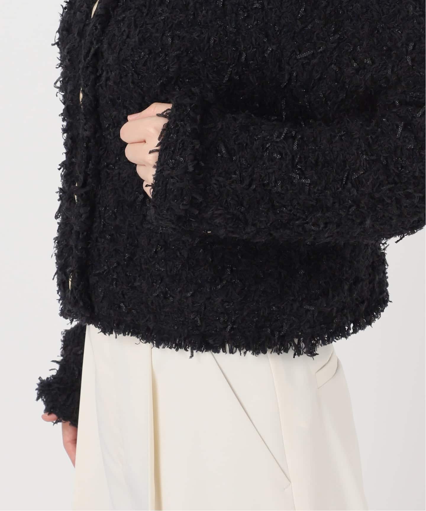 noble ツイードニットカーディガン ノーブル NOBLE ツイードニットカーディガン （ホワイト