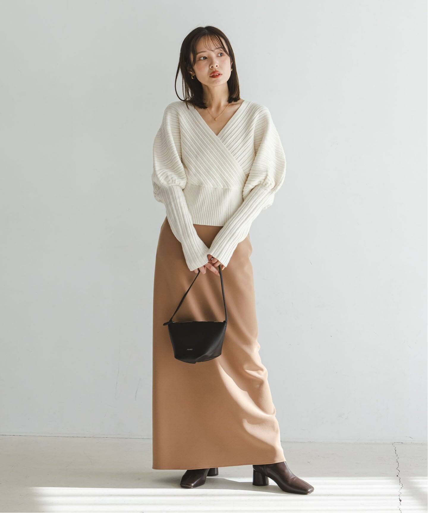 予約》カシュクールランダムリブニットプルオーバー（ニット／セーター