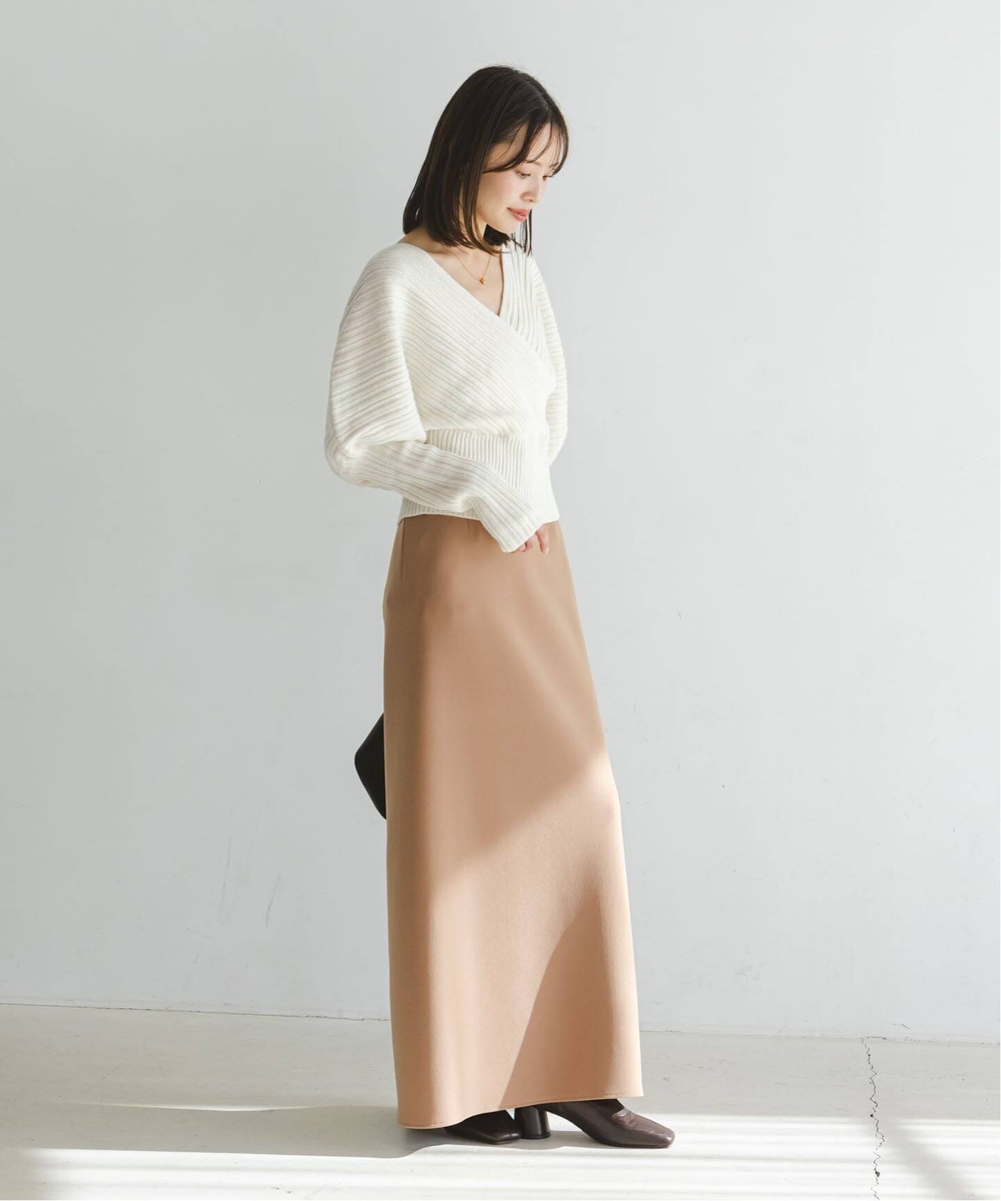 カシュクールランダムリブニットプルオーバー（ニット／セーター