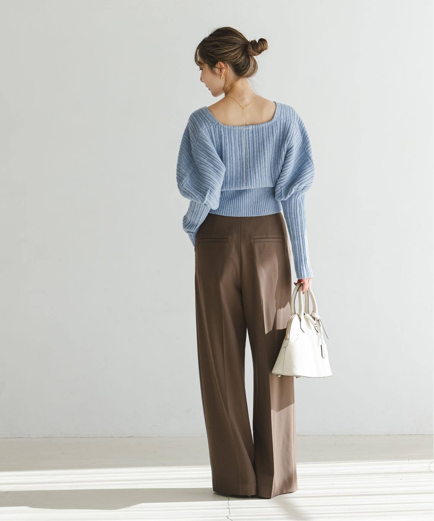 予約》カシュクールランダムリブニットプルオーバー（ニット／セーター