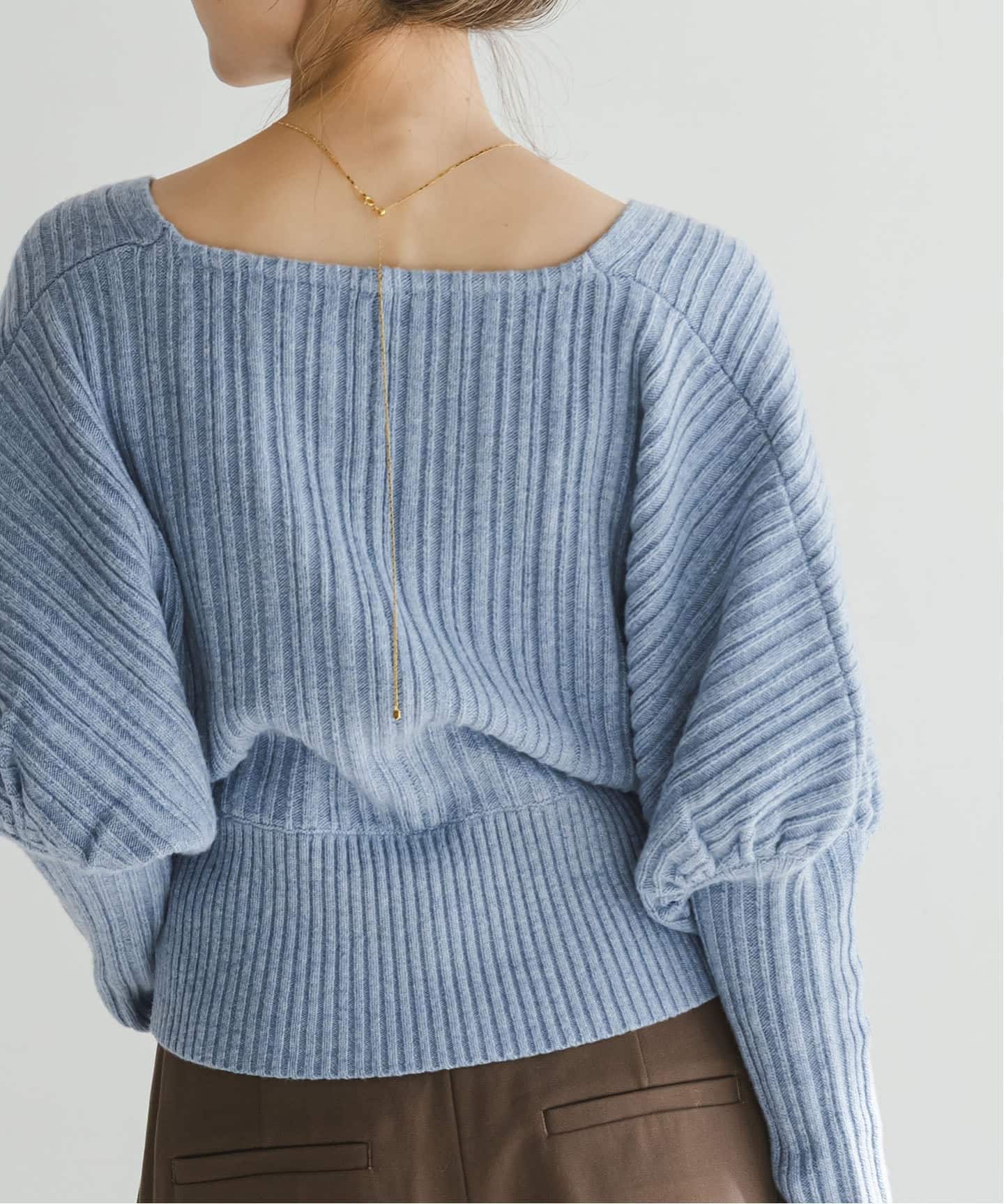 カシュクールランダムリブニットプルオーバー（ニット／セーター