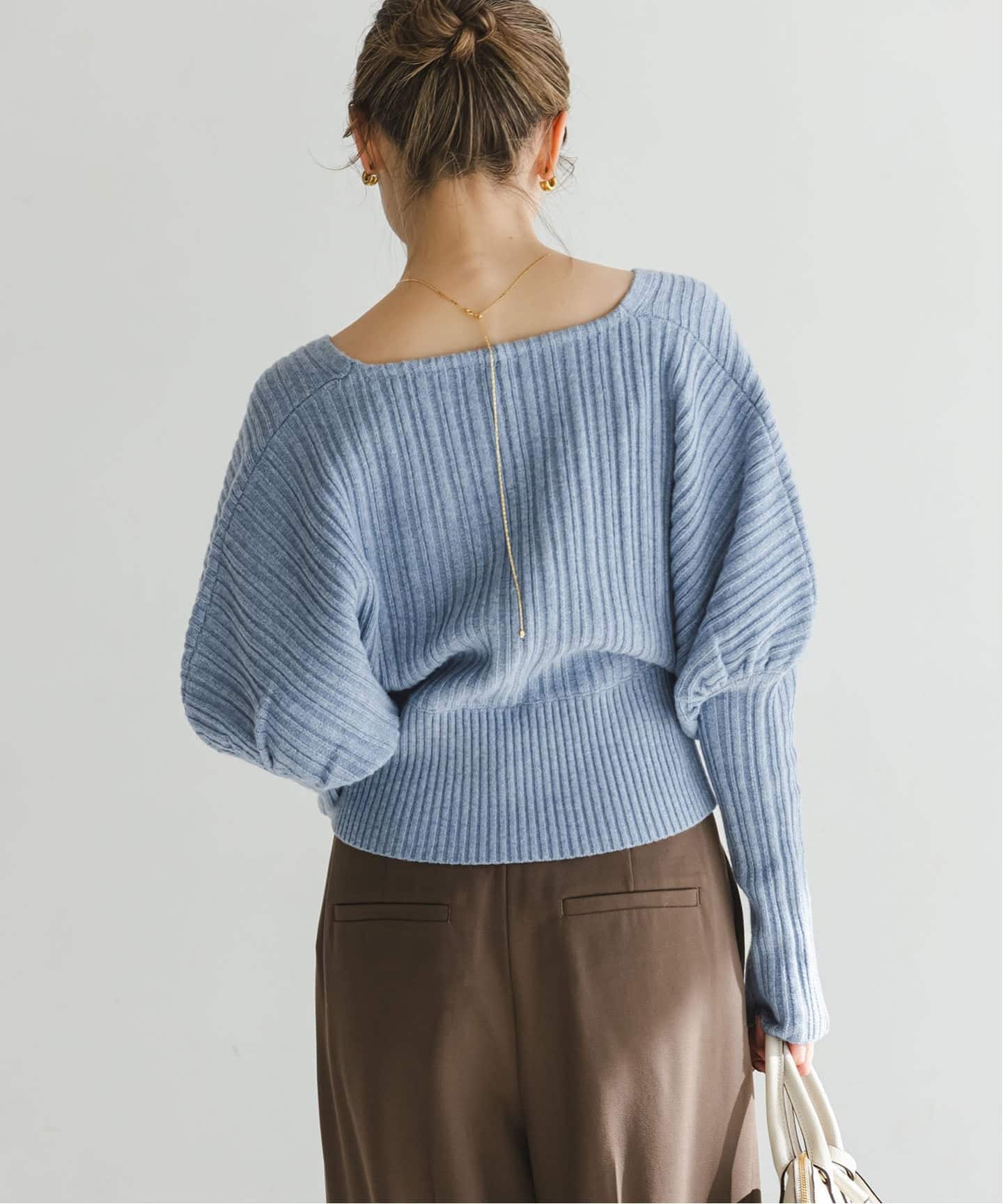 予約》カシュクールランダムリブニットプルオーバー（ニット／セーター