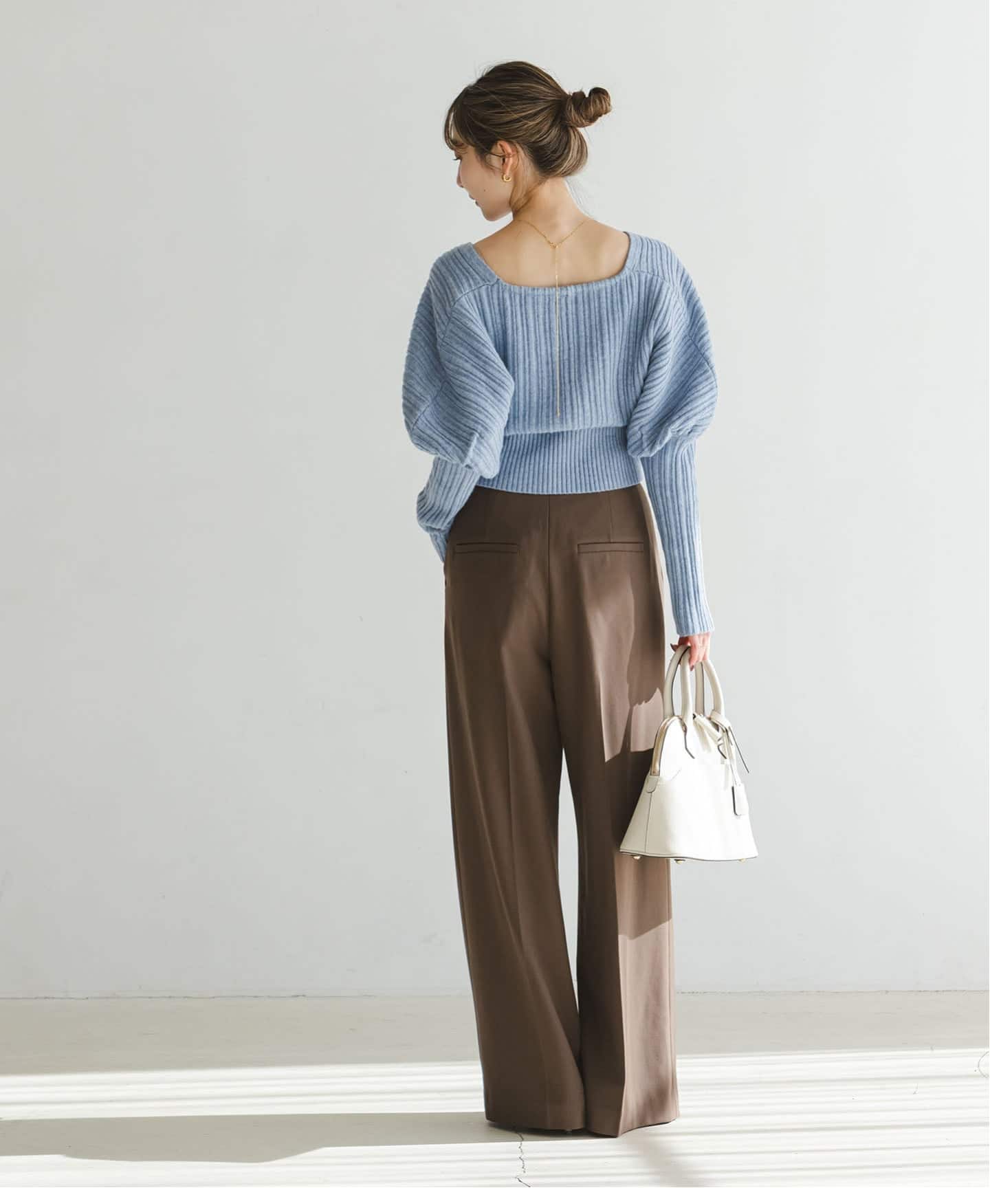 カシュクールランダムリブニットプルオーバー（ニット／セーター