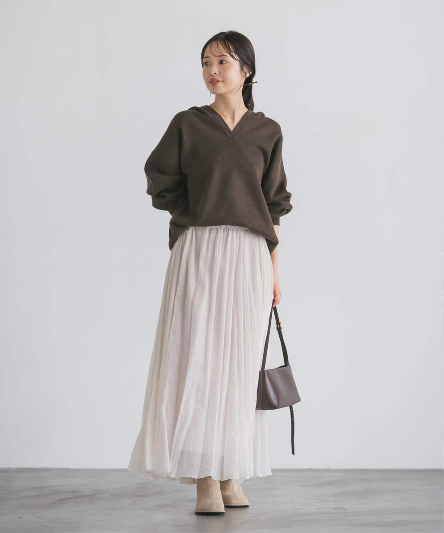 追加》接結タック編みフードプルオーバー（ニット／セーター）｜NOBLE