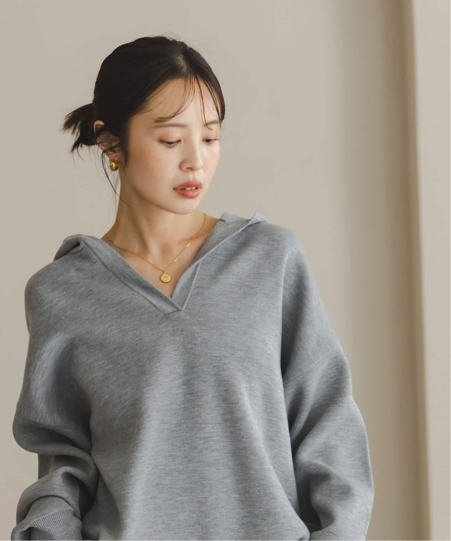 未使用タグ＊NOBLE　接結タック編みフードプルオーバー 追加》接結タック編みフードプルオーバー（ニット／セーター