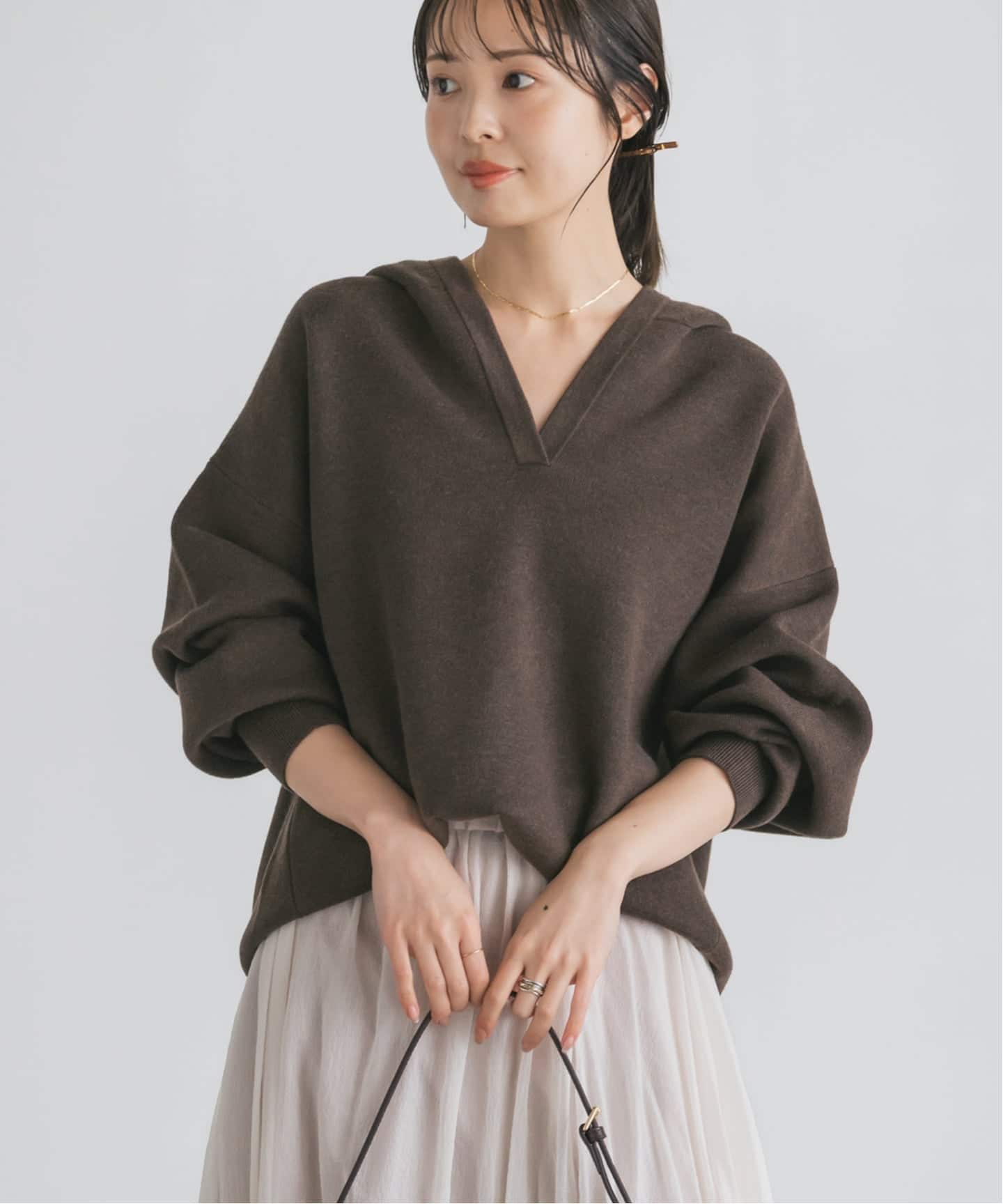 追加》接結タック編みフードプルオーバー（ニット／セーター）｜NOBLE